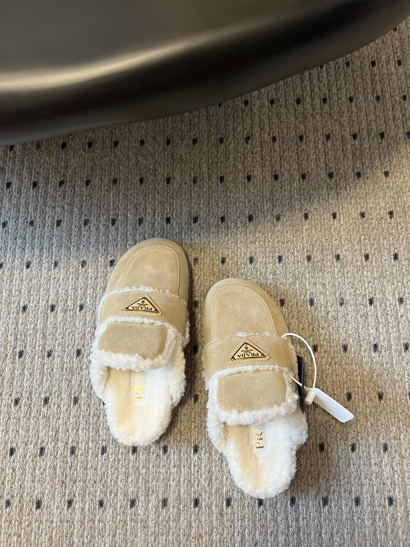 Pra Slippers Light Taupe Suede & Shearling 478566