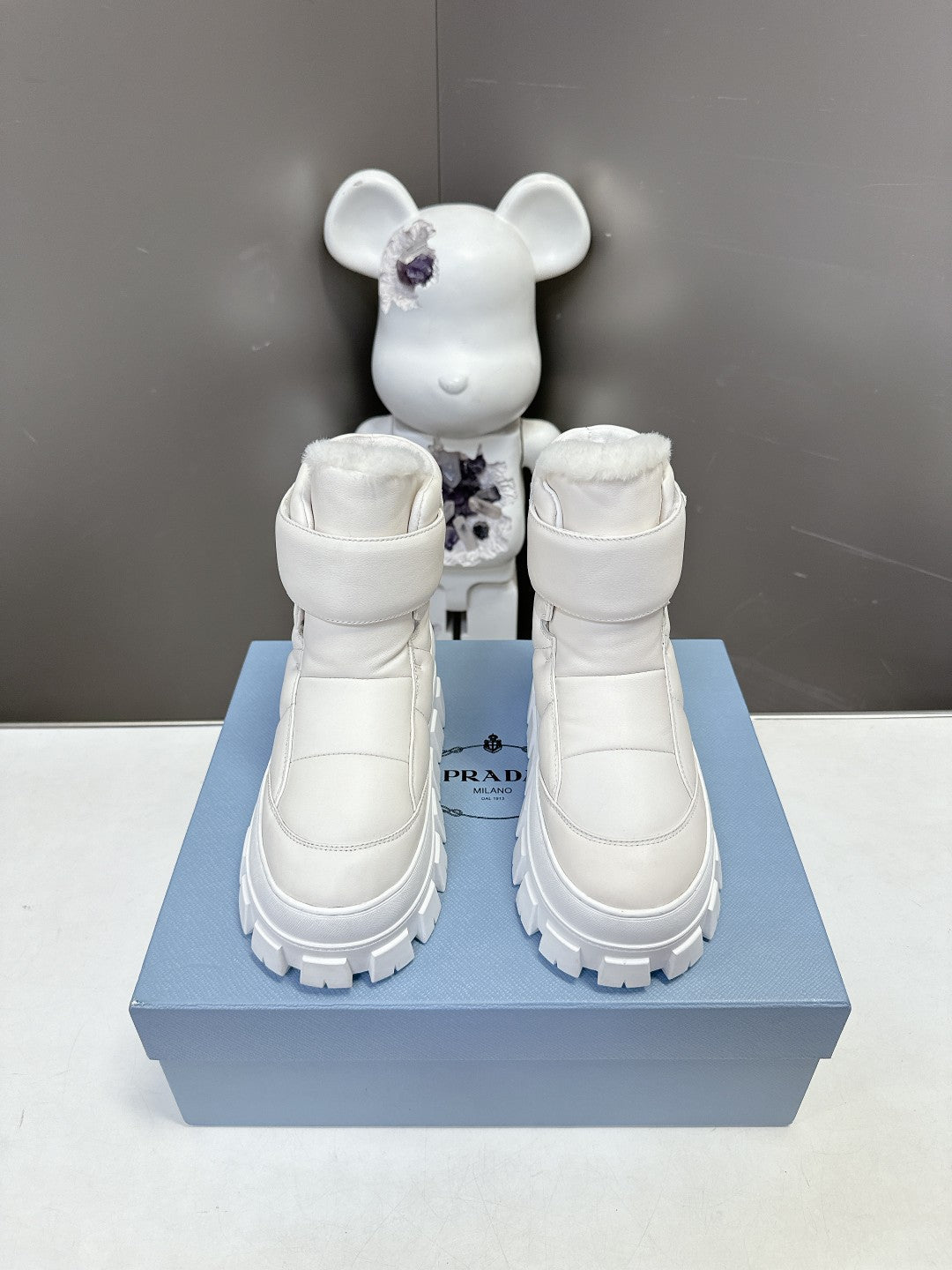 Prada 26s Platform Snow Boots With Strap Cowhide 951769