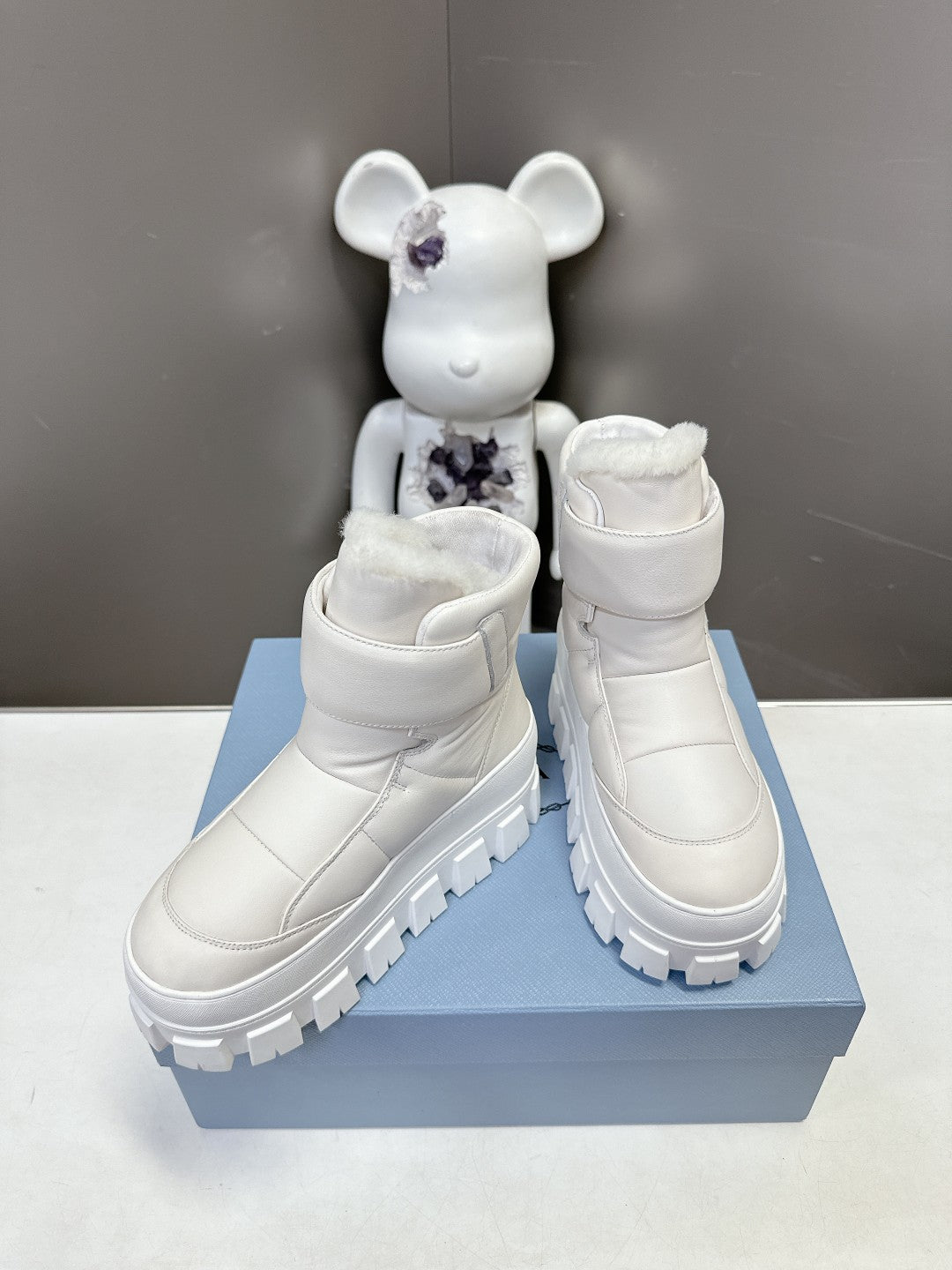 Prada 26s Platform Snow Boots With Strap Cowhide 951769