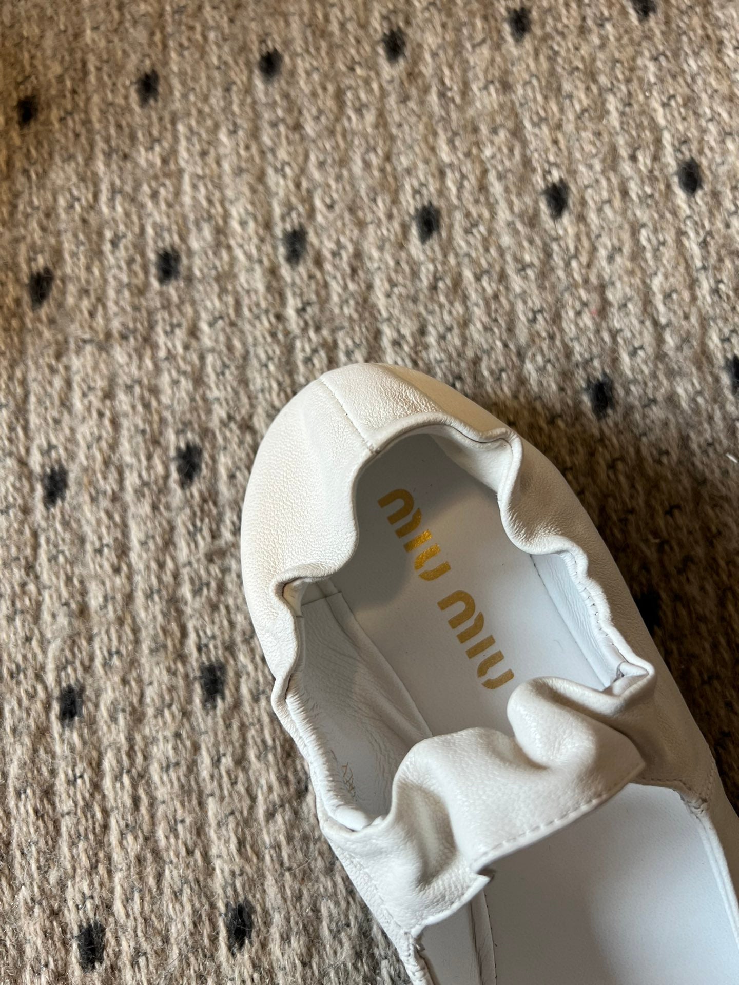 Miu 26s Ballerinas In White Ruches Nappa Calfskin