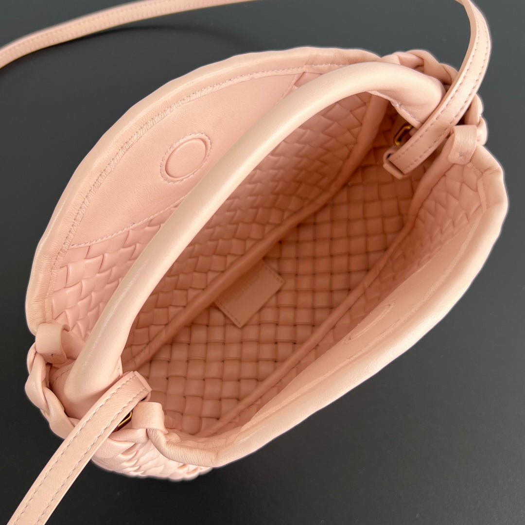 BV Small Cobble Top Handle 23cm Pastel Pink Lambskin