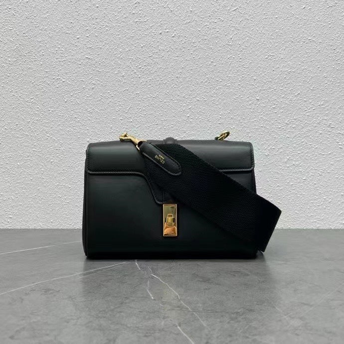 Celine Teen Soft 16 Shoulder Bag Black Smooth Calfskin