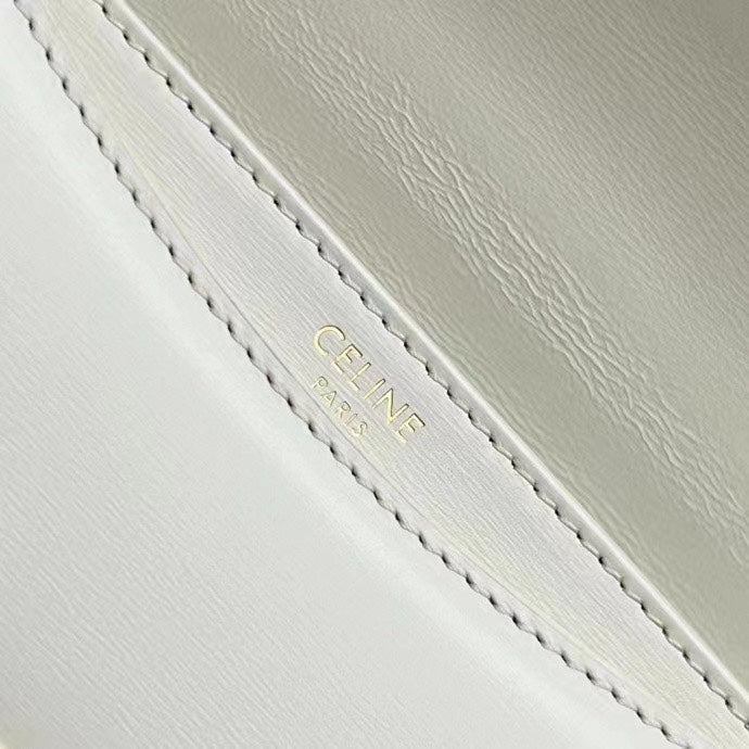 Celine Chain Besace Clea Bag Triomphe White Calfskin GHW