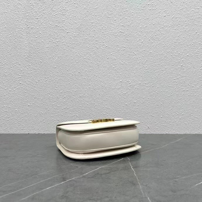 Celine Chain Besace Clea Bag Triomphe White Calfskin GHW