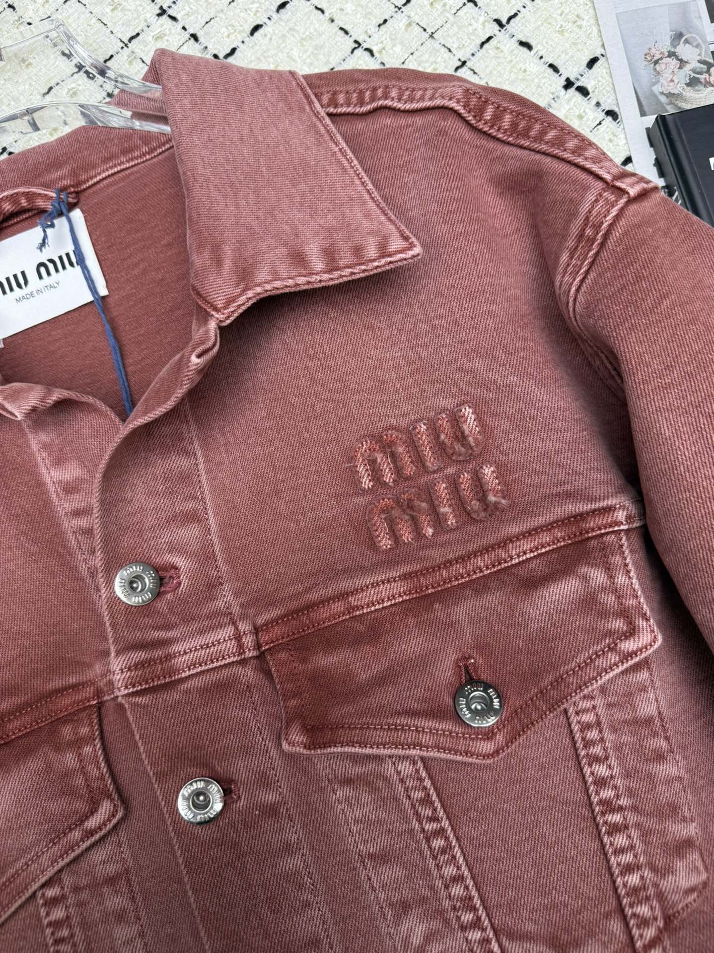 Miu Appliqué Embroidered Jacket Denim 404849