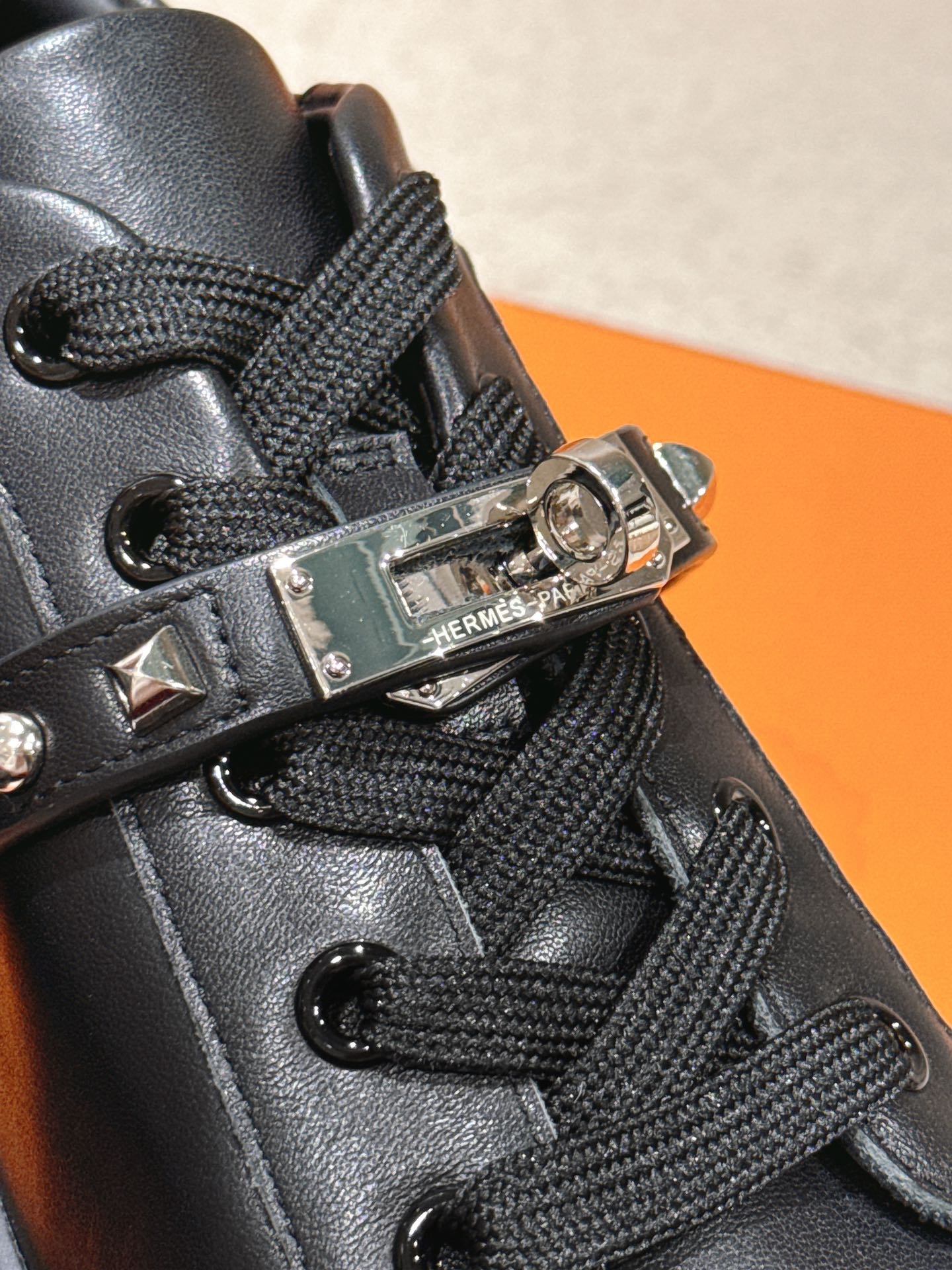 HM Day Sneakers Studs Black Calfskin 577509