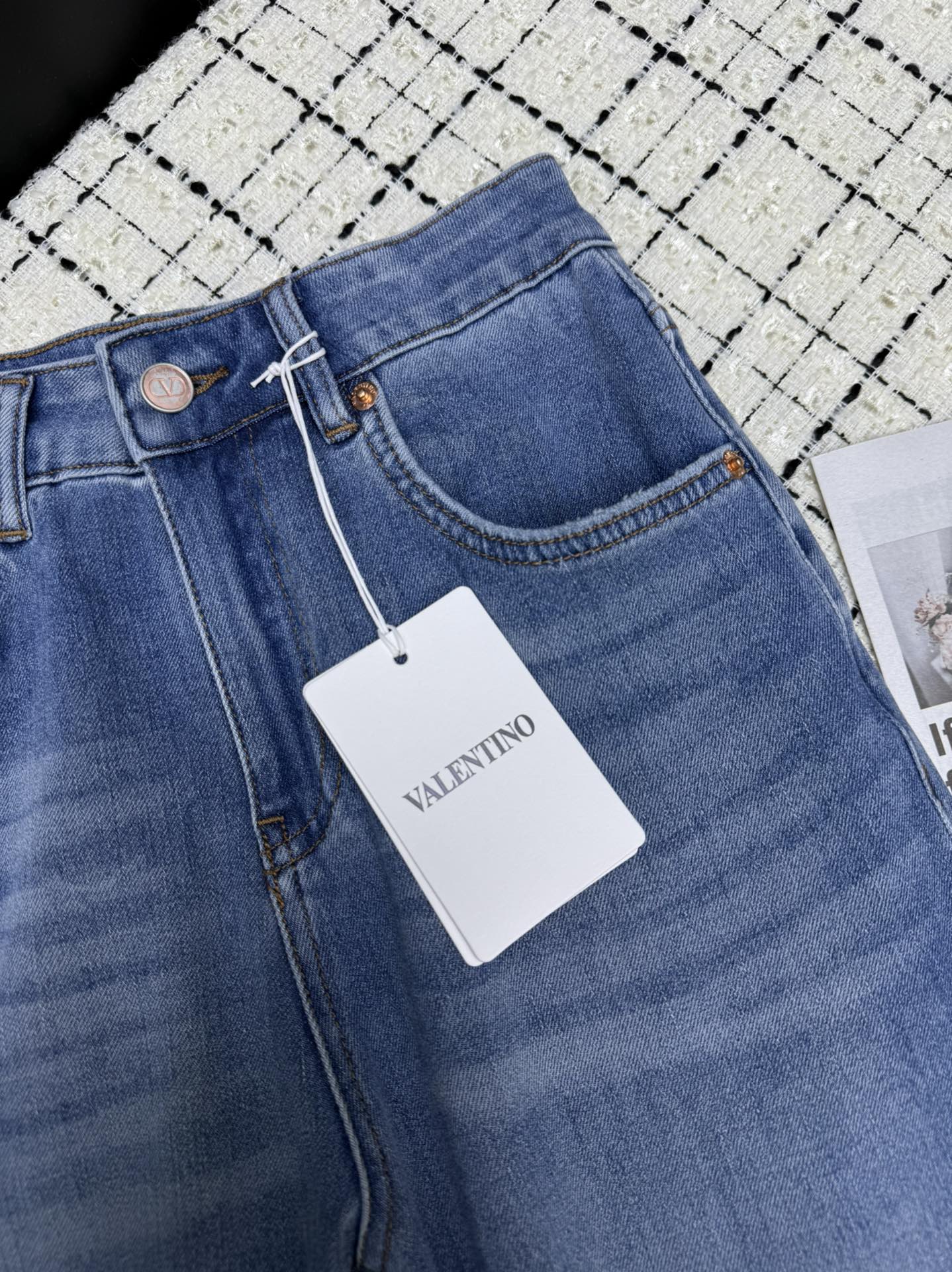 Valentino Flared Jeans Embroidered Logo Applique 404871