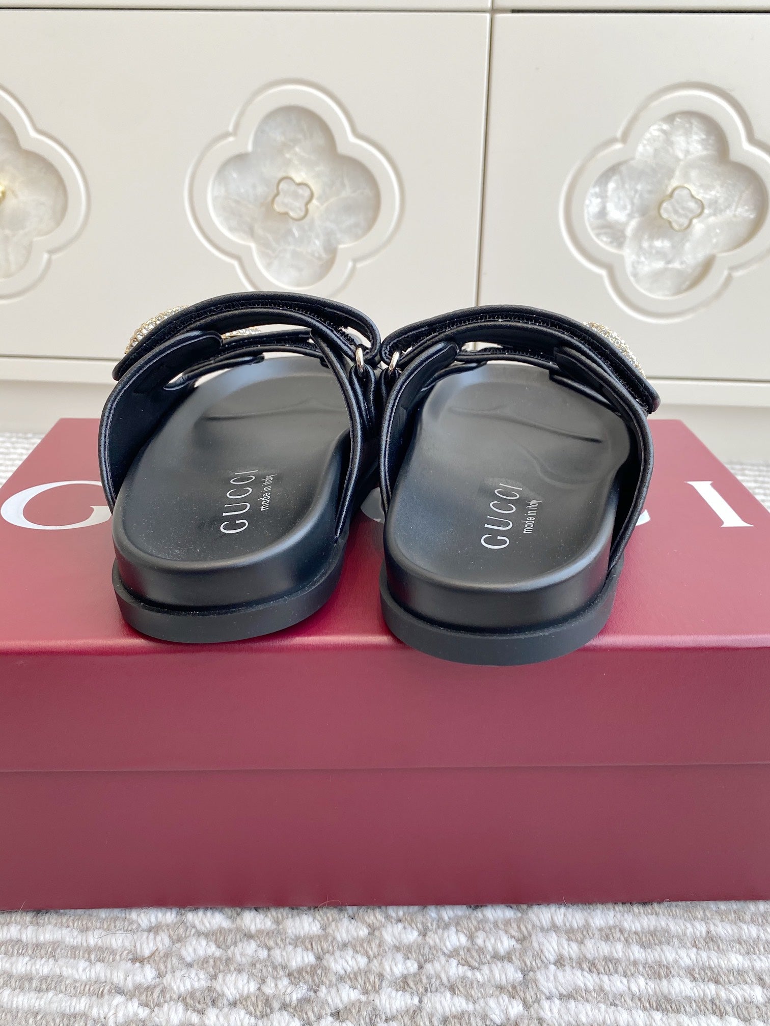 GC sandal with Double G Black Calfskin 291025
