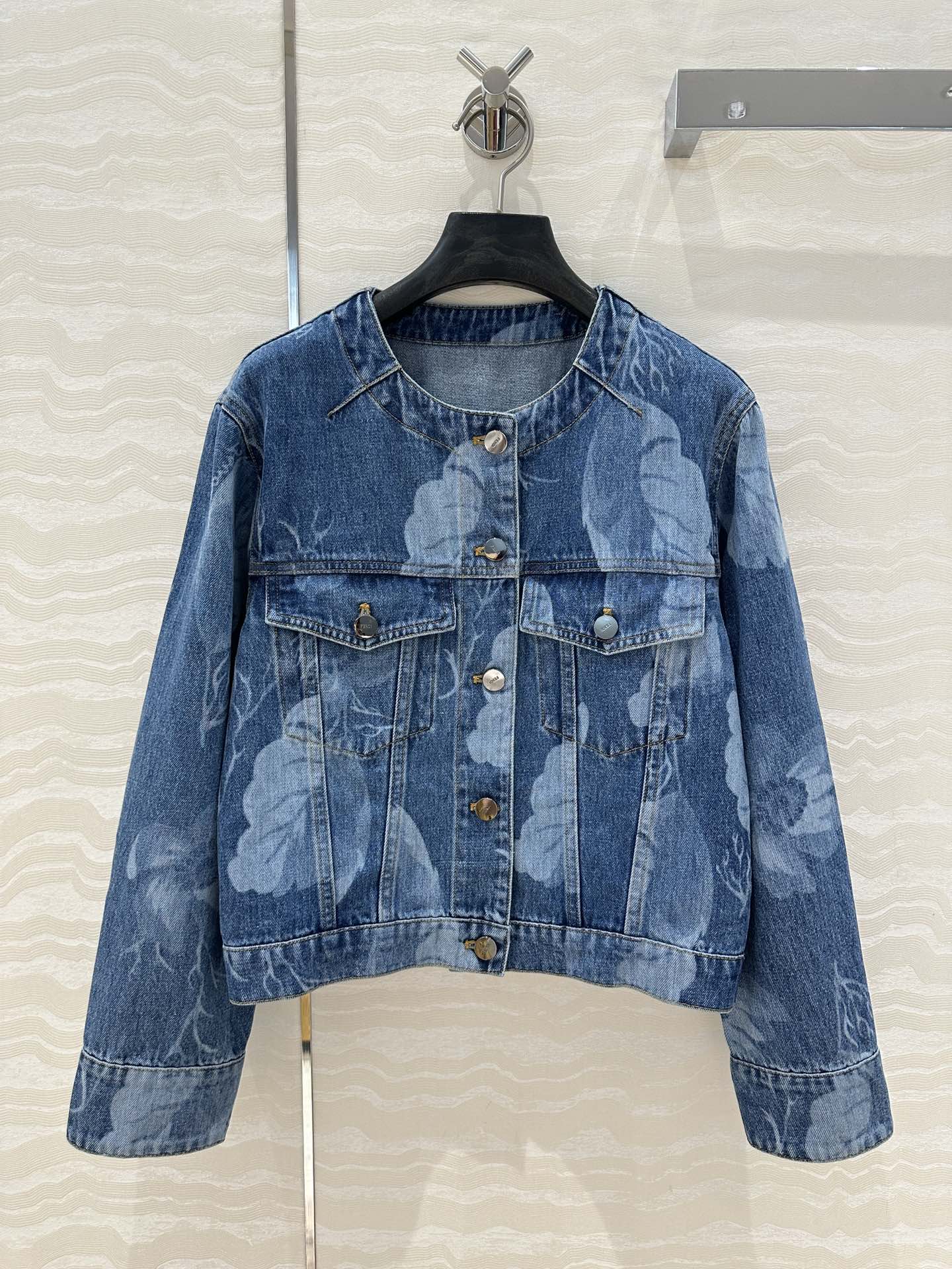 Fendi Flower Denim Jacket Blue cotton