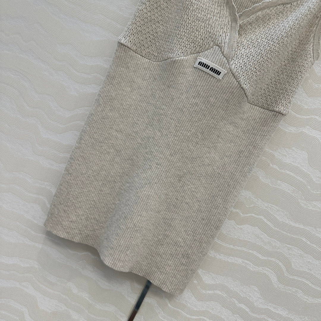 Miu SS26 Knit Top Ivory Cotton 351114