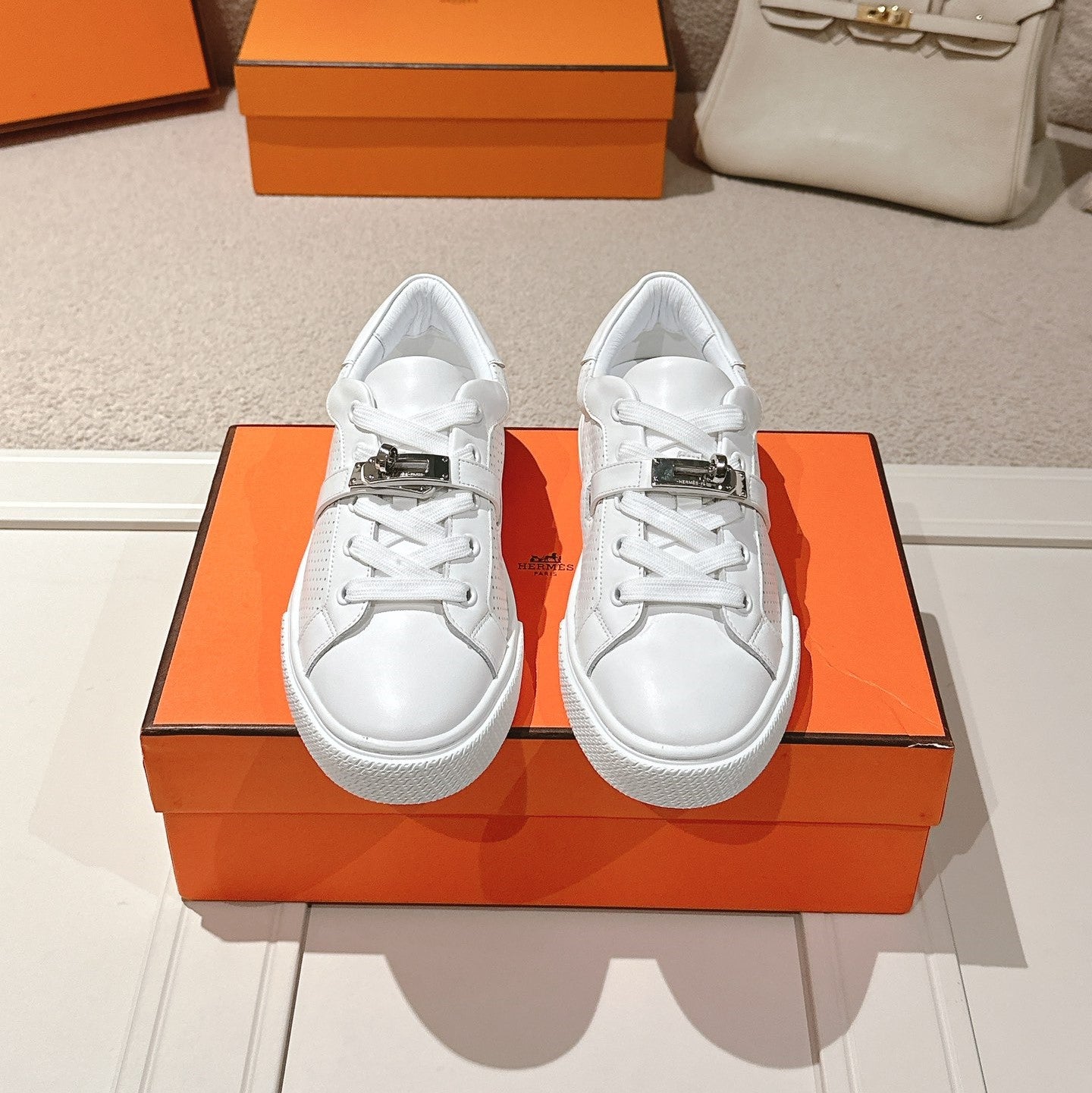 HM Day Sneakers White Perforated Calfskin 577515