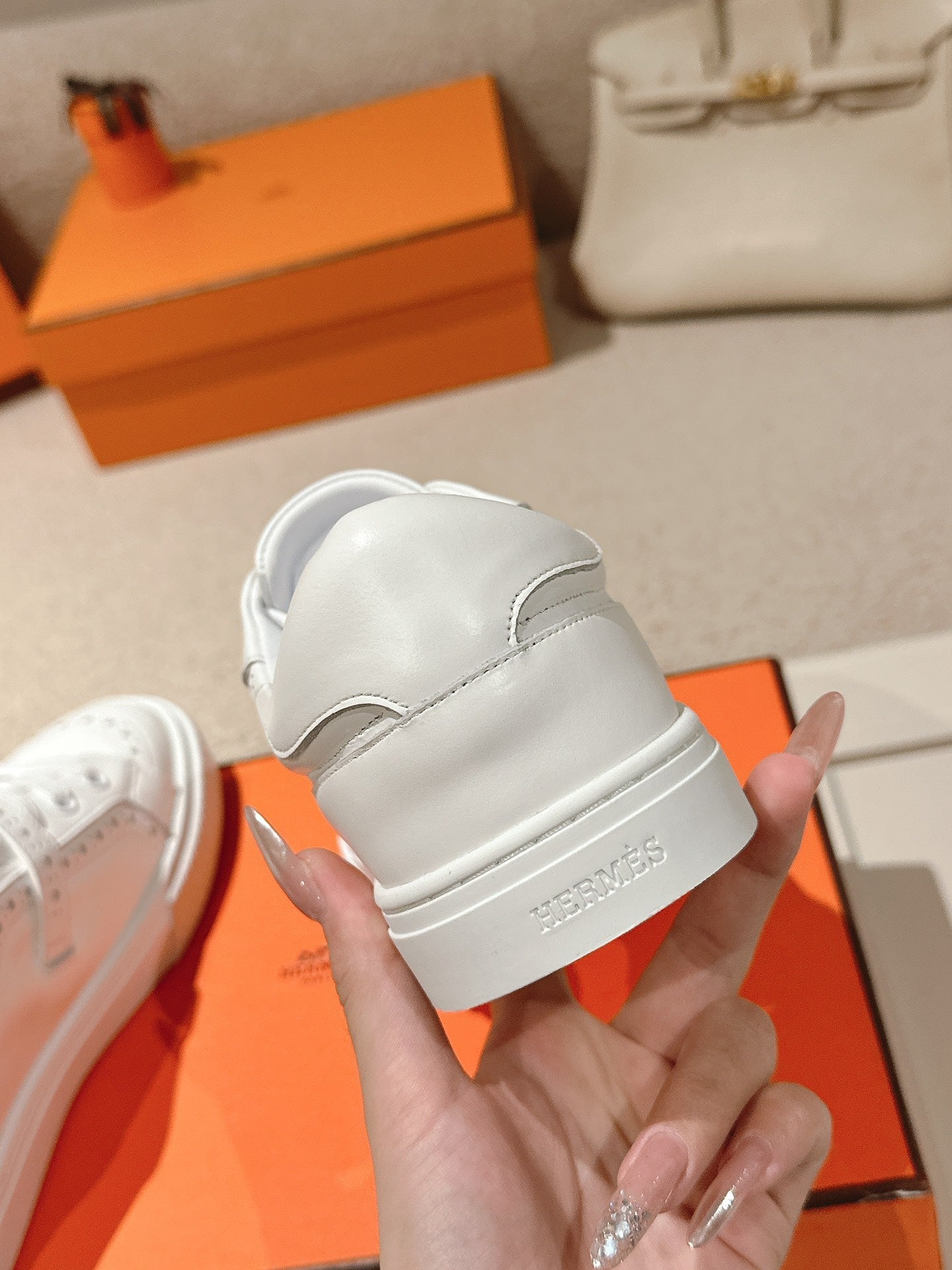 HM Day Sneakers With Perforated Strap White Calfskin 577513