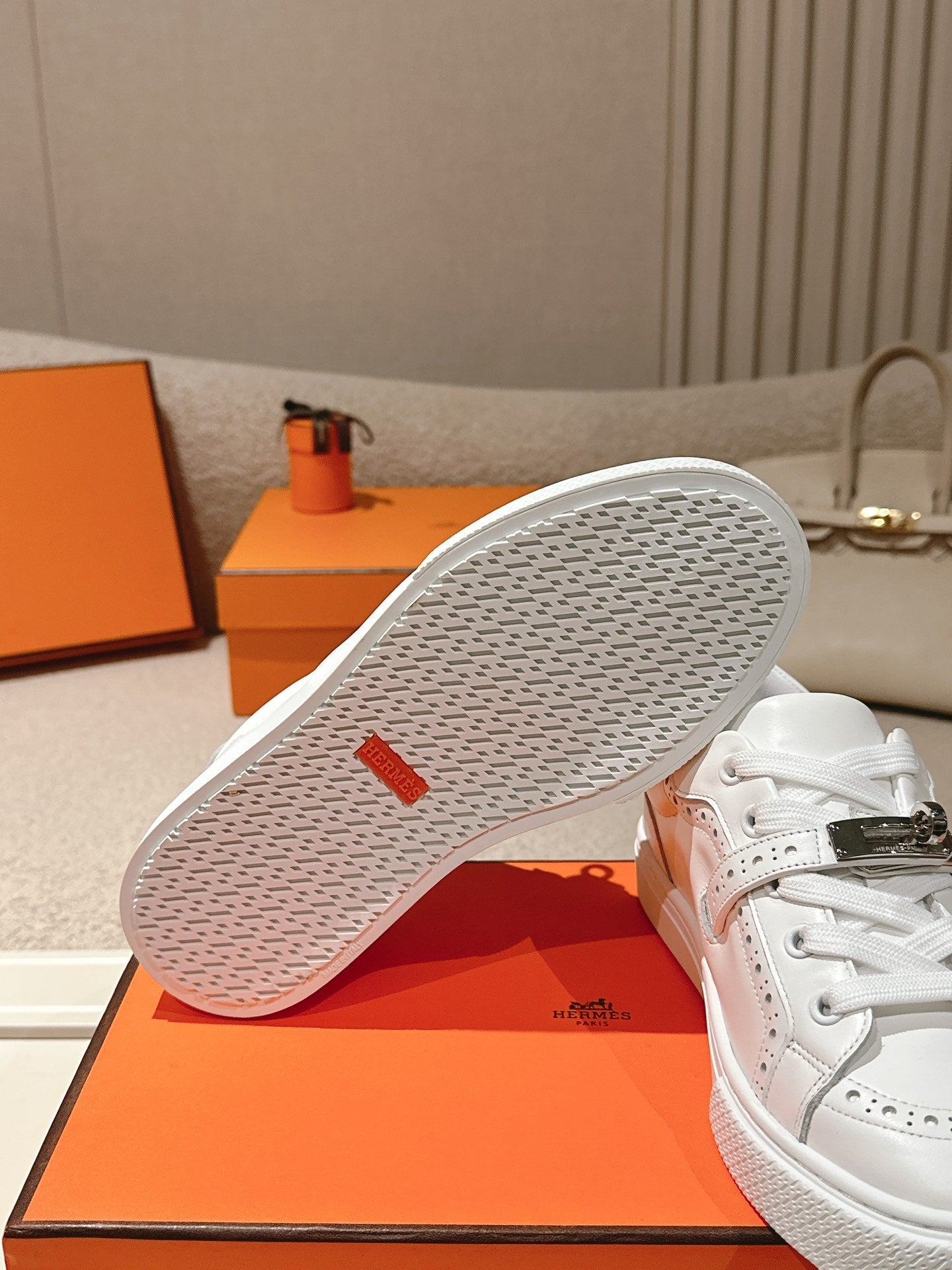 HM Day Sneakers With Perforated Strap White Calfskin 577513