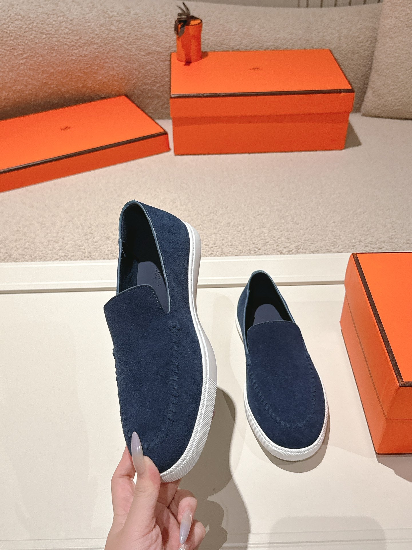 HM Julien Loafer Navy Blue Suede 577428