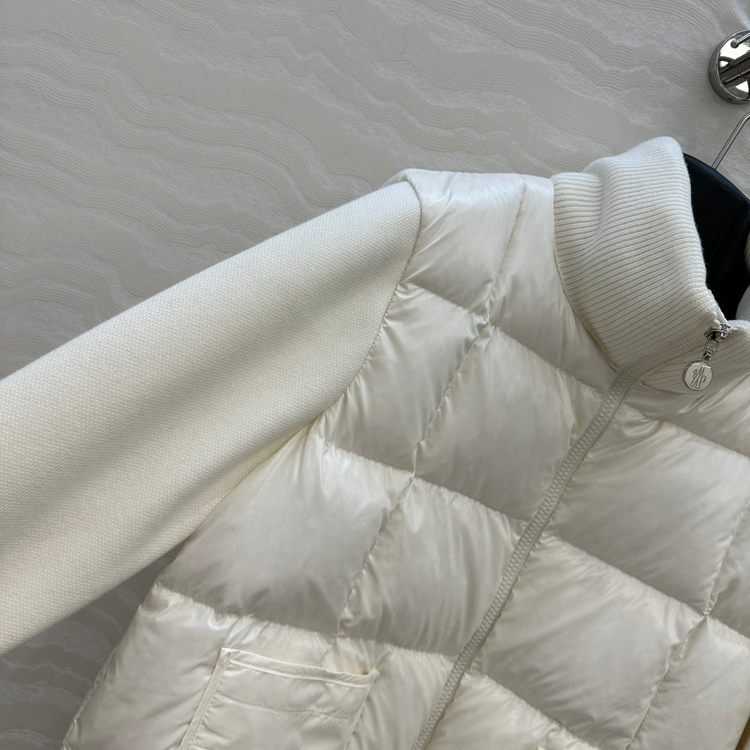 Moncler 2026 Cream Down-Padded Knit Cardigan Jacket 446782