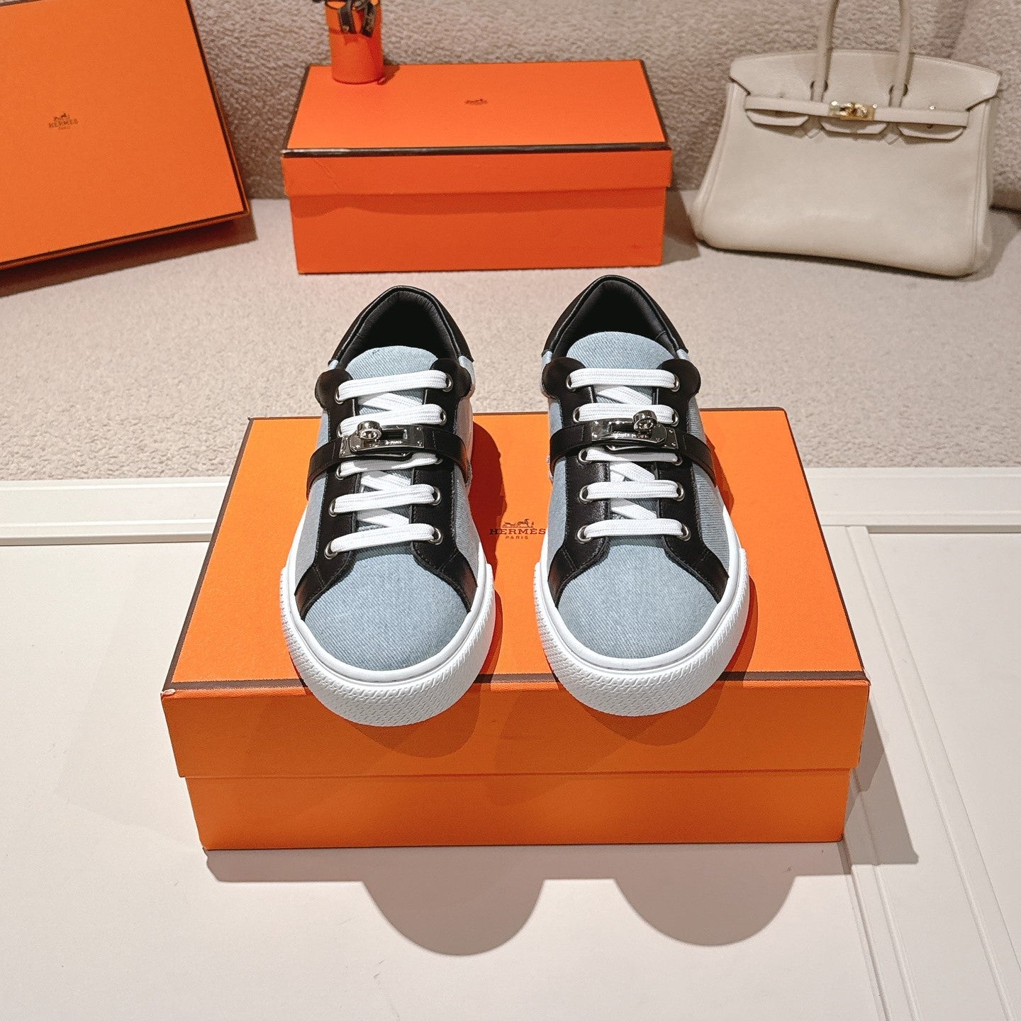 HM Day Sneakers Black Calfskin Denim 577520