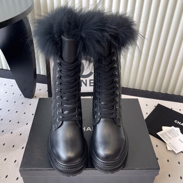 CC 25 Boot Black White Cowhide Fur 514093