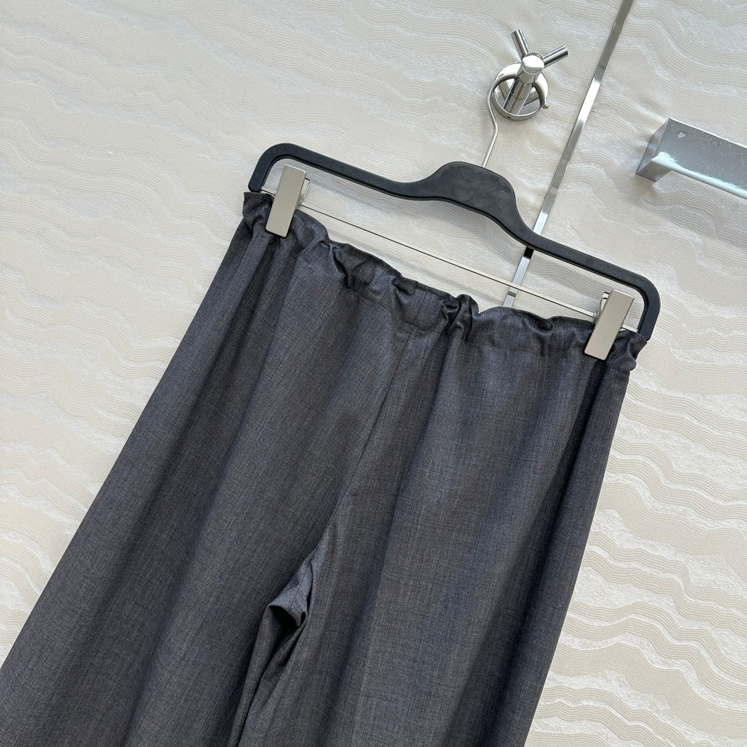 The Row Wide-Leg Trousers Taupe Cotton 373474