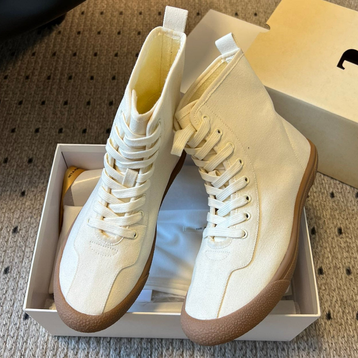 The Row 2025 High Sneaker White Canvas 561616