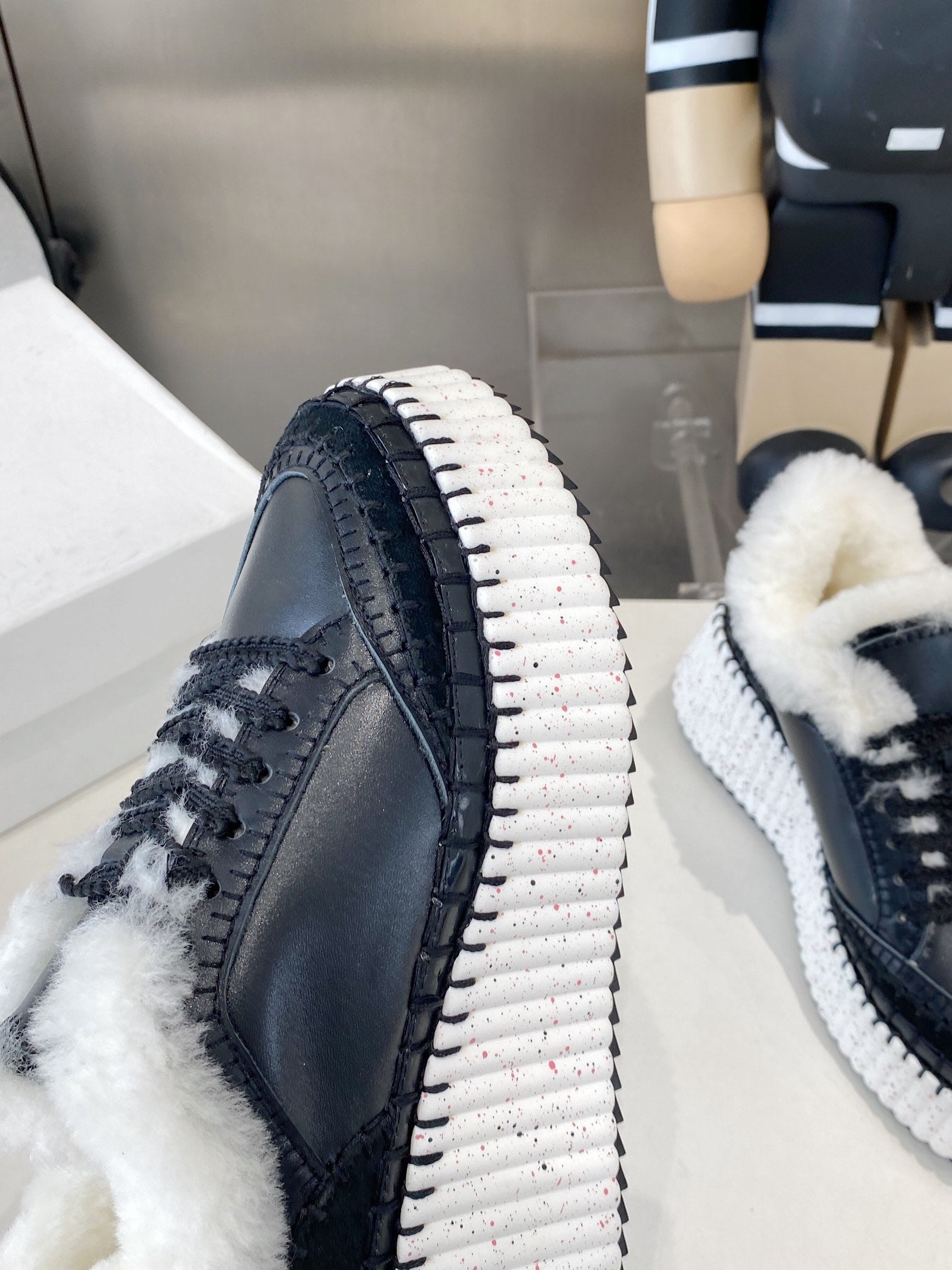 Chloe Nama Sneaker Black Cowhide Wool 531608