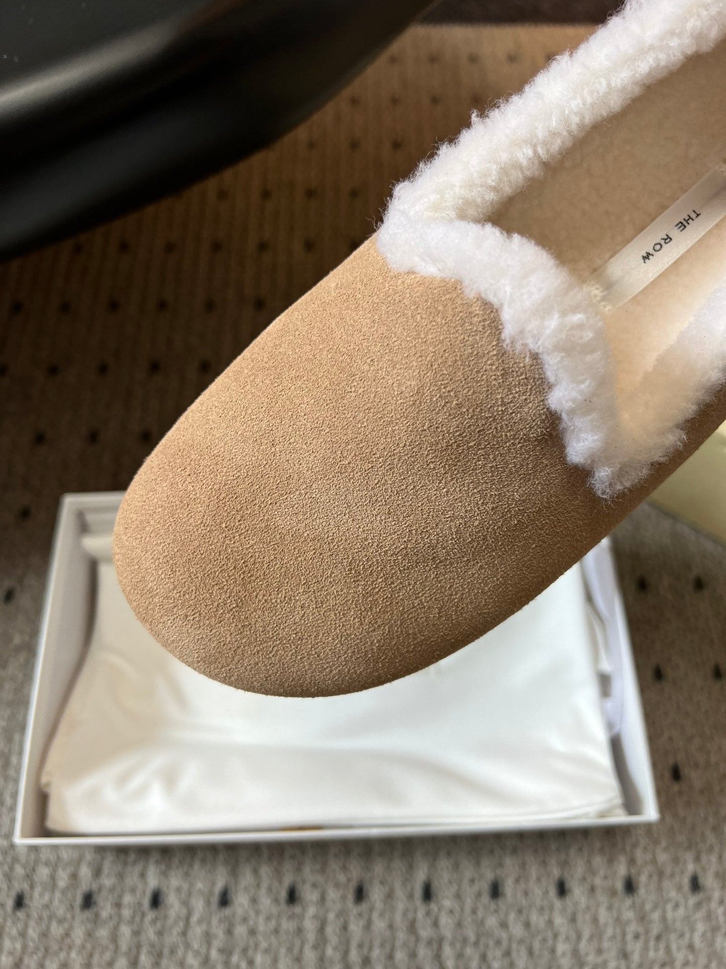 The Row 2025 Loafer Beige White Suede Wool 561631