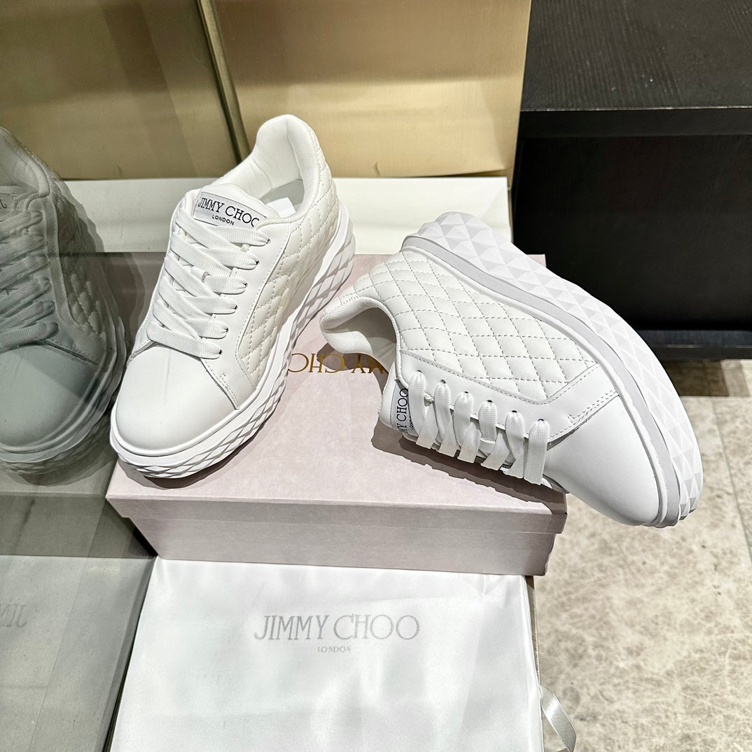 Jimmy Choo Diamond Maxi Platform Sneaker White Nappa Leather 538900