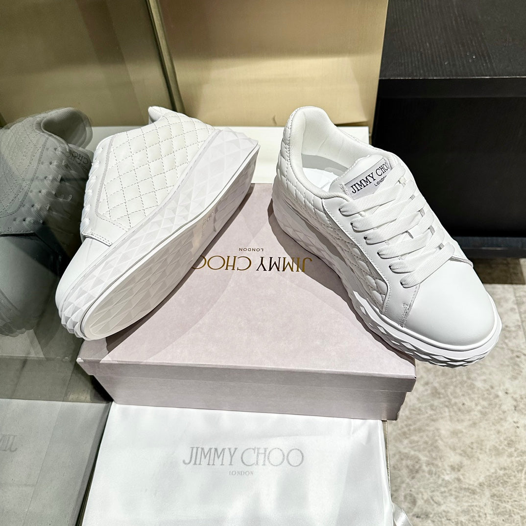 Jimmy Choo Diamond Maxi Platform Sneaker White Nappa Leather 538900