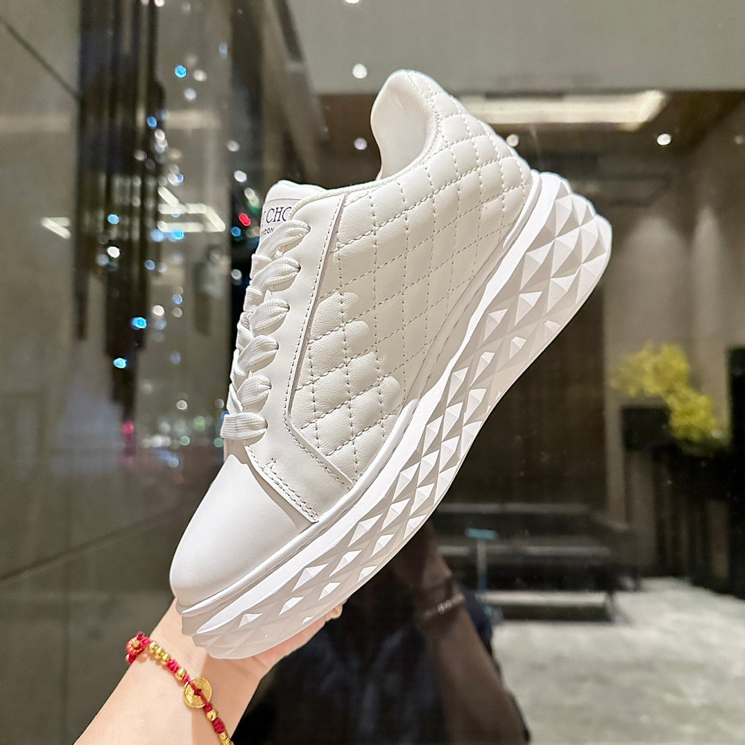 Jimmy Choo Diamond Maxi Platform Sneaker White Nappa Leather 538900