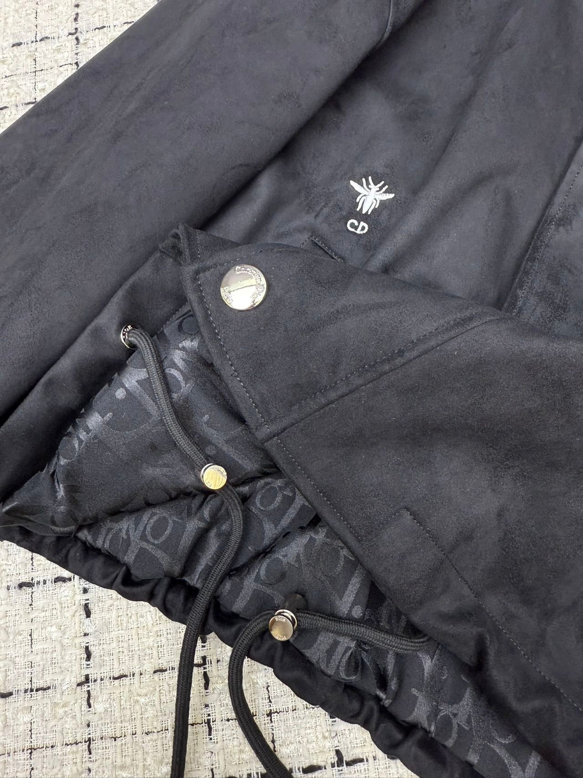 CD  26S Black Sheepskin Velvet Drawstring Jacket 428125