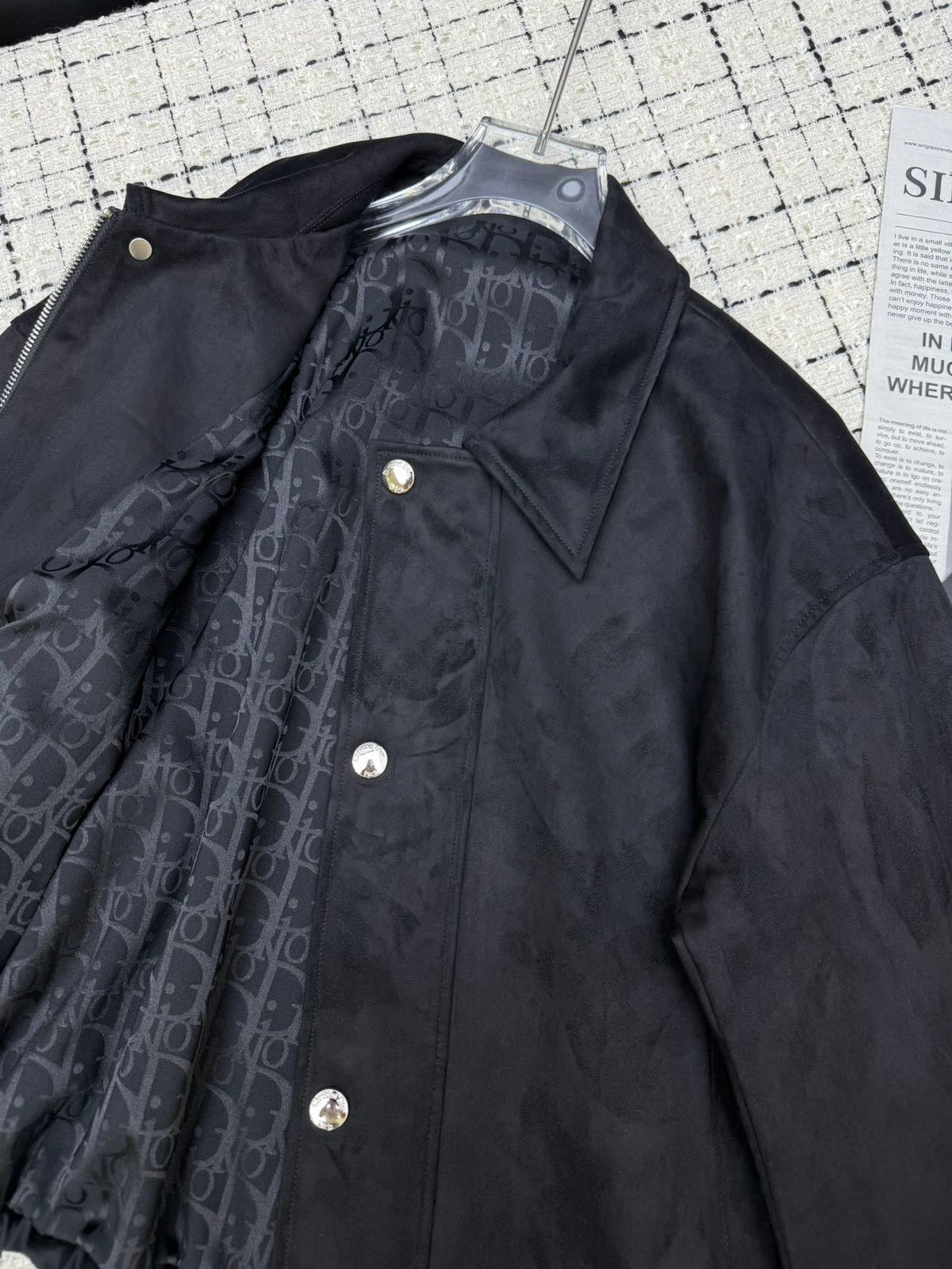 CD  26S Black Sheepskin Velvet Drawstring Jacket 428125