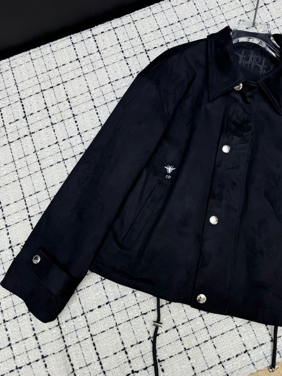 CD  26S Black Sheepskin Velvet Drawstring Jacket 428125