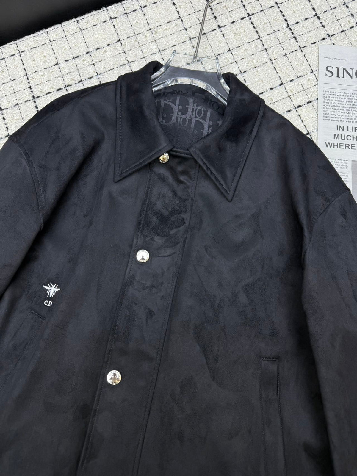 CD  26S Black Sheepskin Velvet Drawstring Jacket 428125