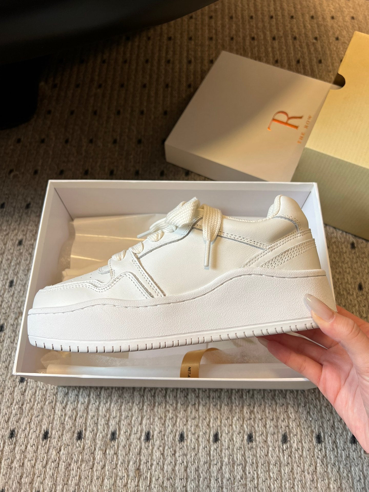 The Row 2025 Smiley Face Sneaker White Cowhide 561652