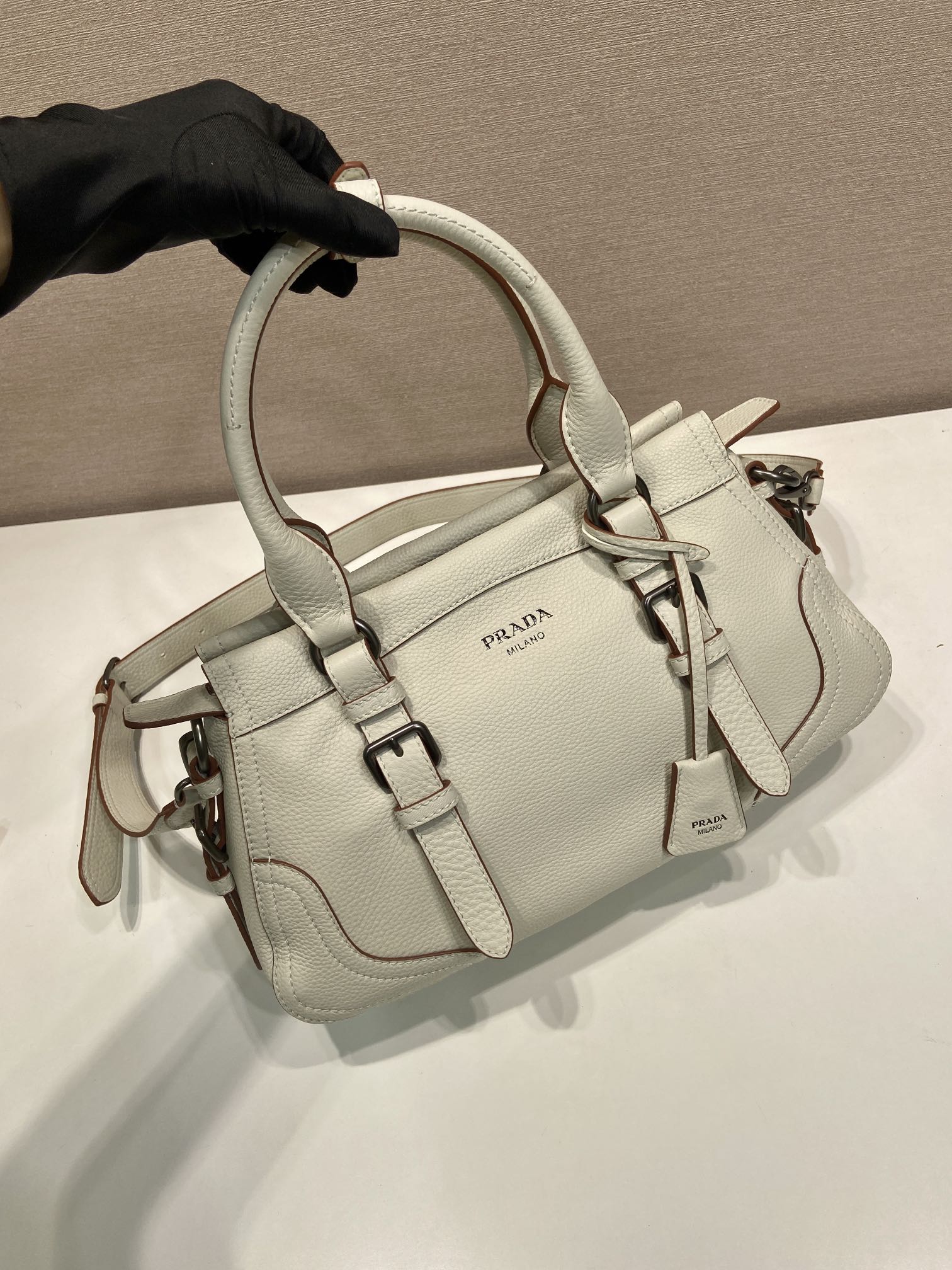 Prada Large Tote Bag 35cm Ivory Leather