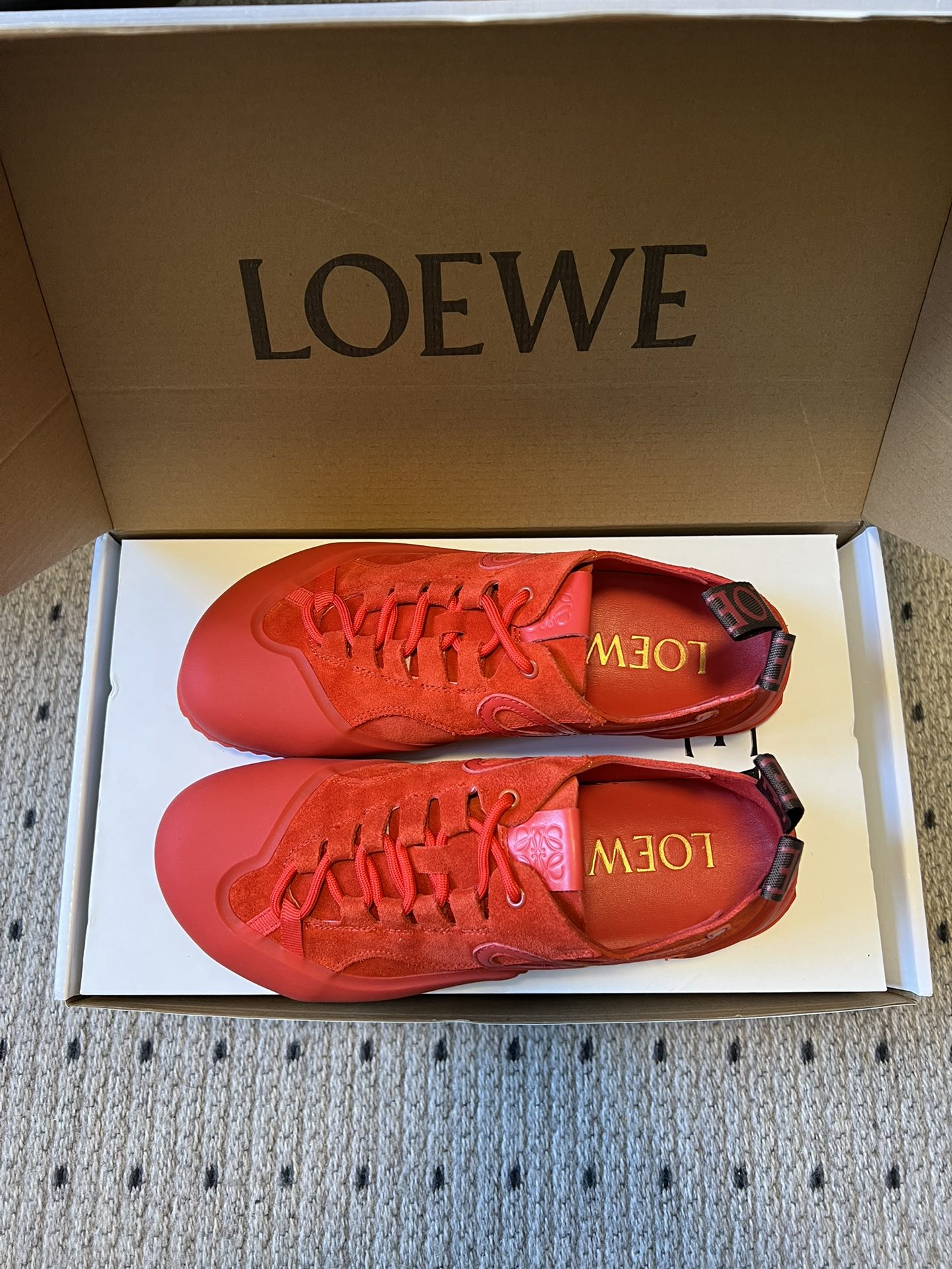 LOEW 26s Flow Sneaker Red Suede Sheepskin 678376