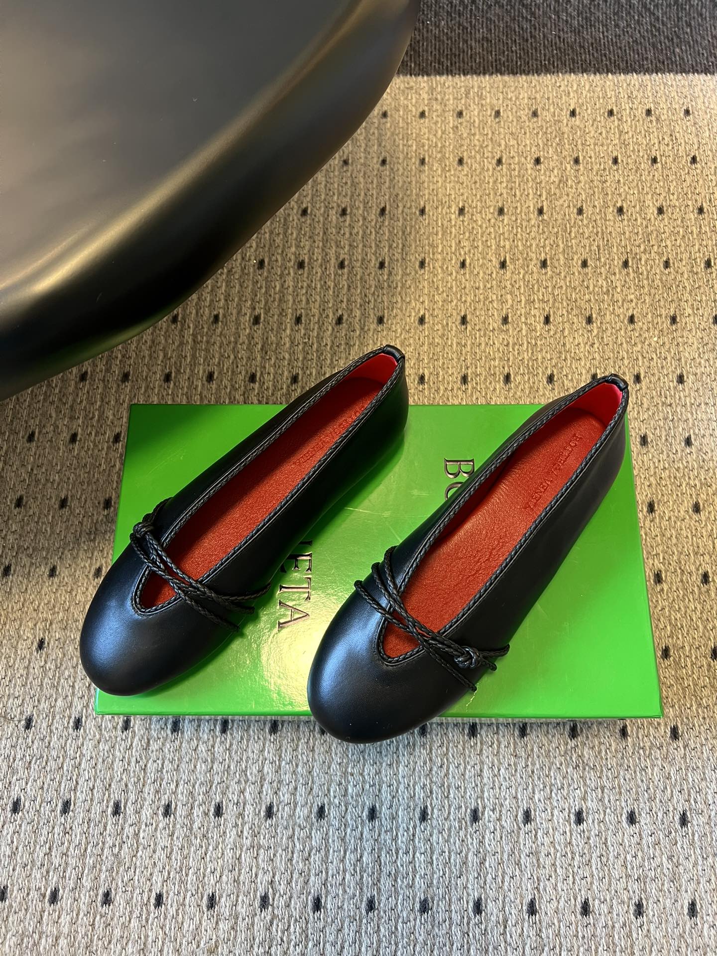 BV 26s Espadrille Ballet Flats Black Lambskin