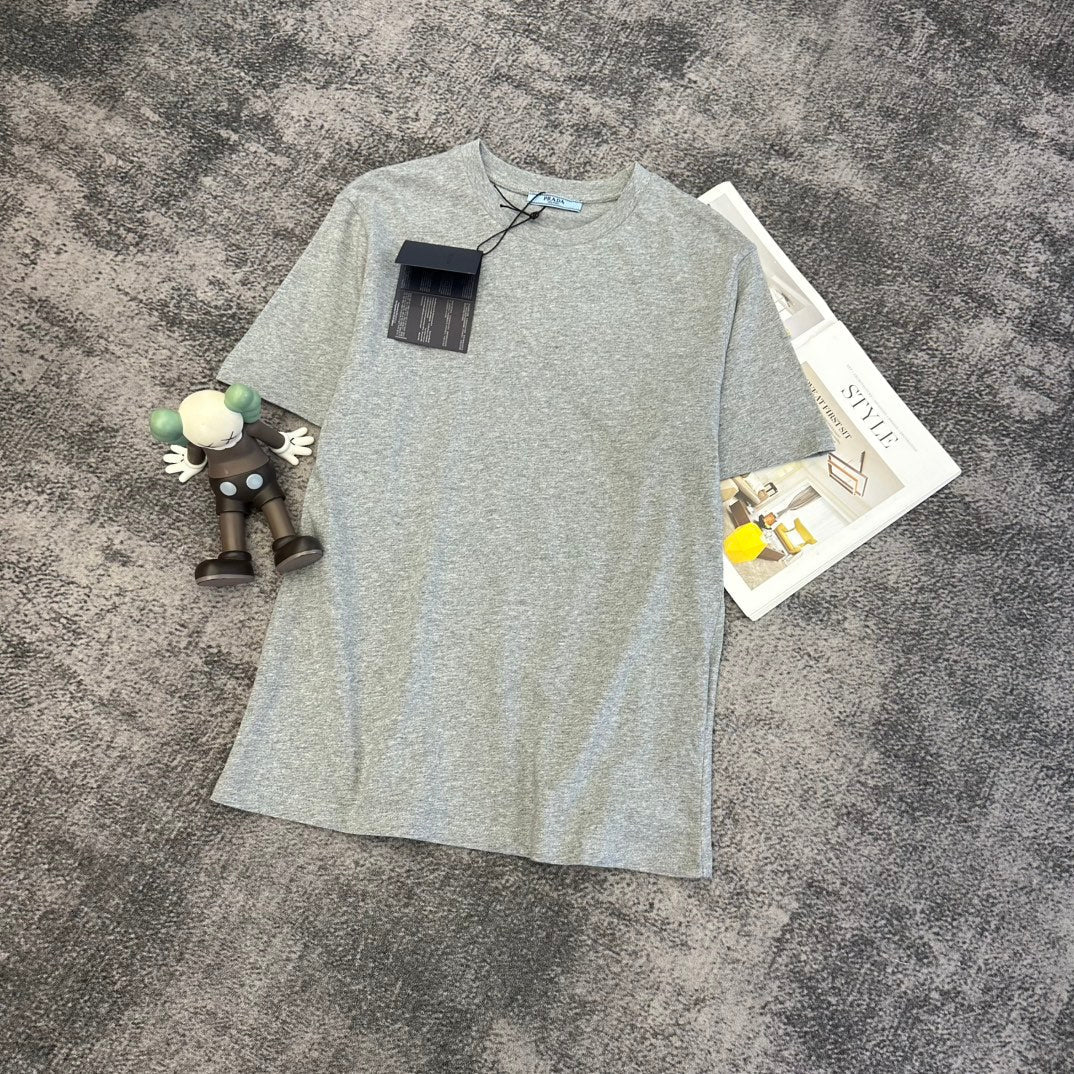 Prada Embroidered-Triangle Jersey T-shirt Cotton 350636