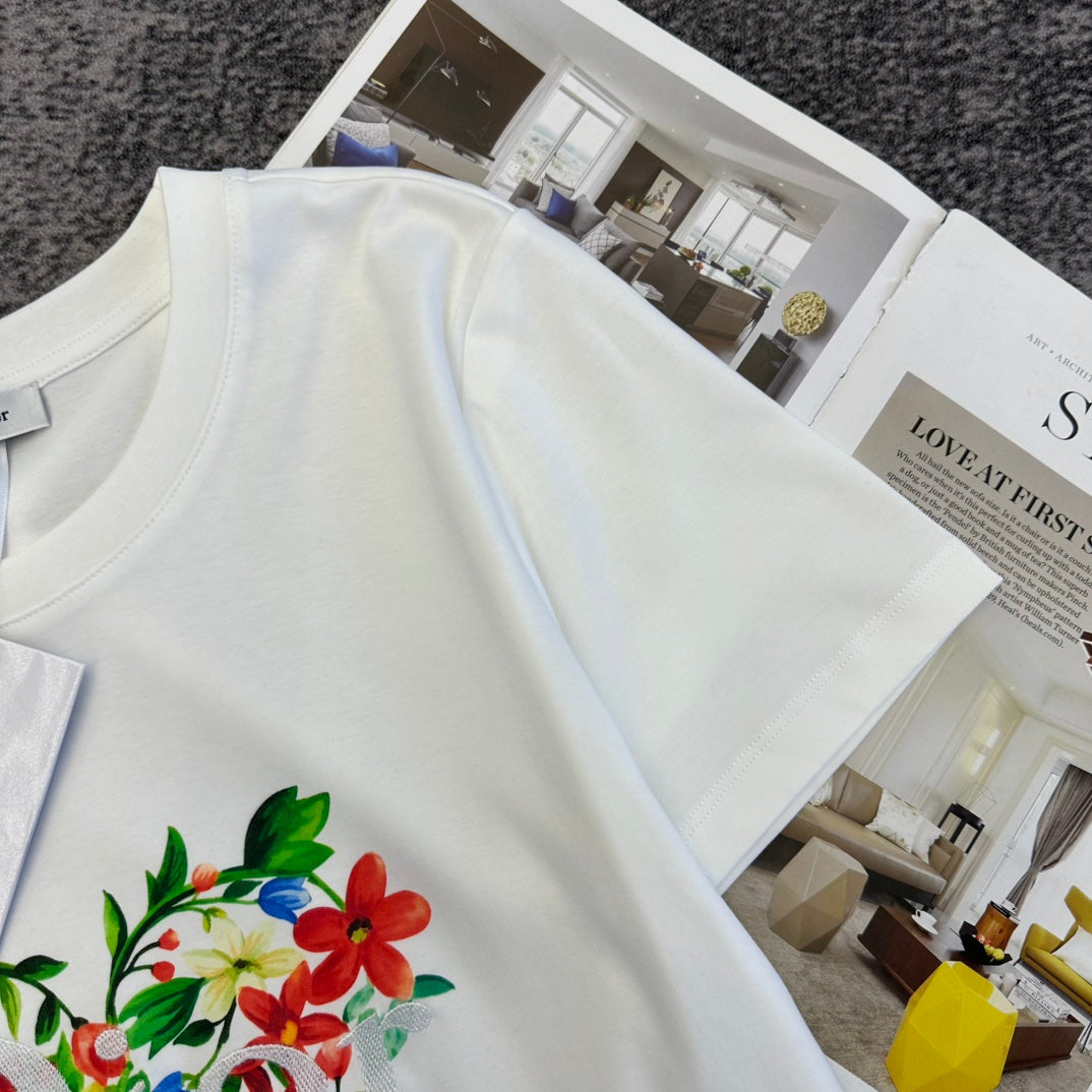 CD SS26 Short-Sleeve T-Shirt Floral Heart Cotton 350887