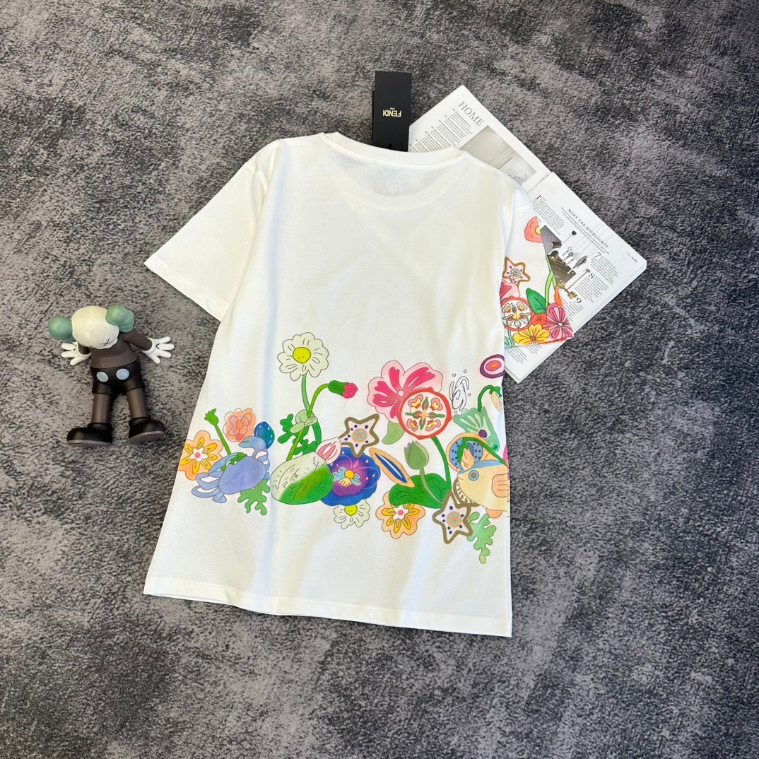 Fendi Fantastic Future T-Shirt White Multicolor Cotton 350783