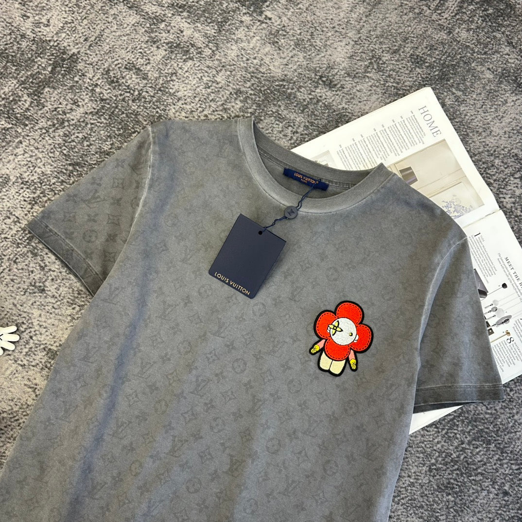 GG SS26 Washed Monogram T-Shirt Grey Cotton 350652