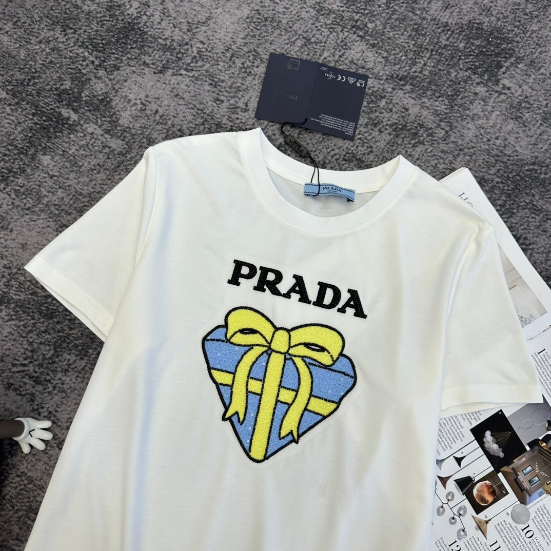 CD SS26 Heart Ribbon Logo T-shirt Cotton 350605