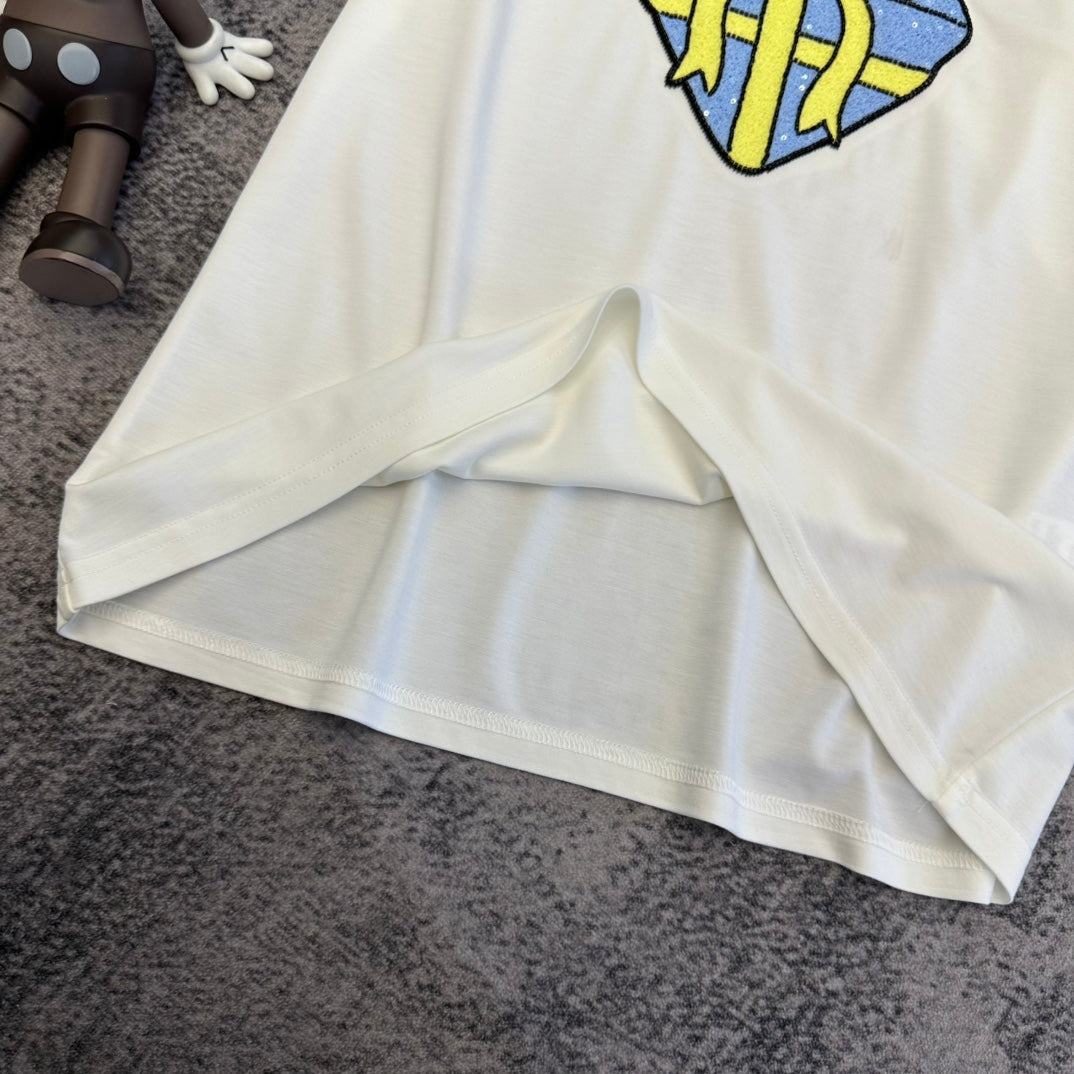 CD SS26 Heart Ribbon Logo T-shirt Cotton 350605