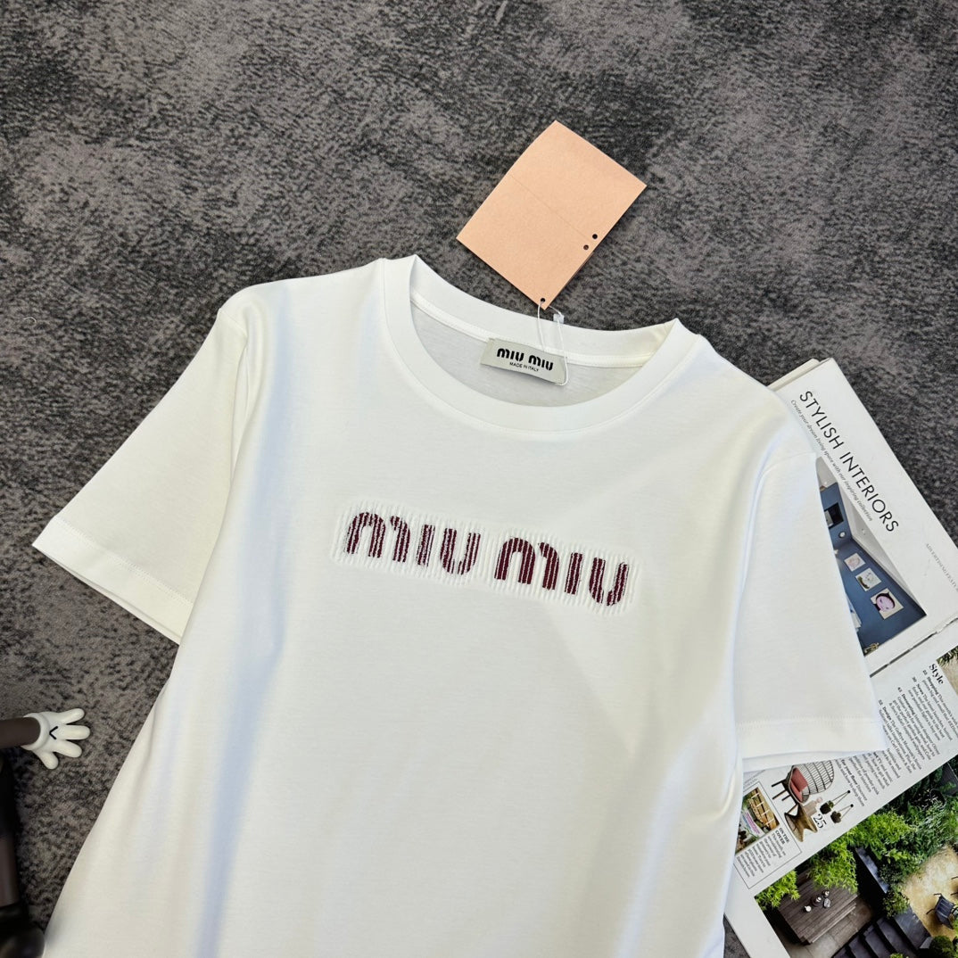 Miu Short-Sleeve T-Shirt Cotton 370028