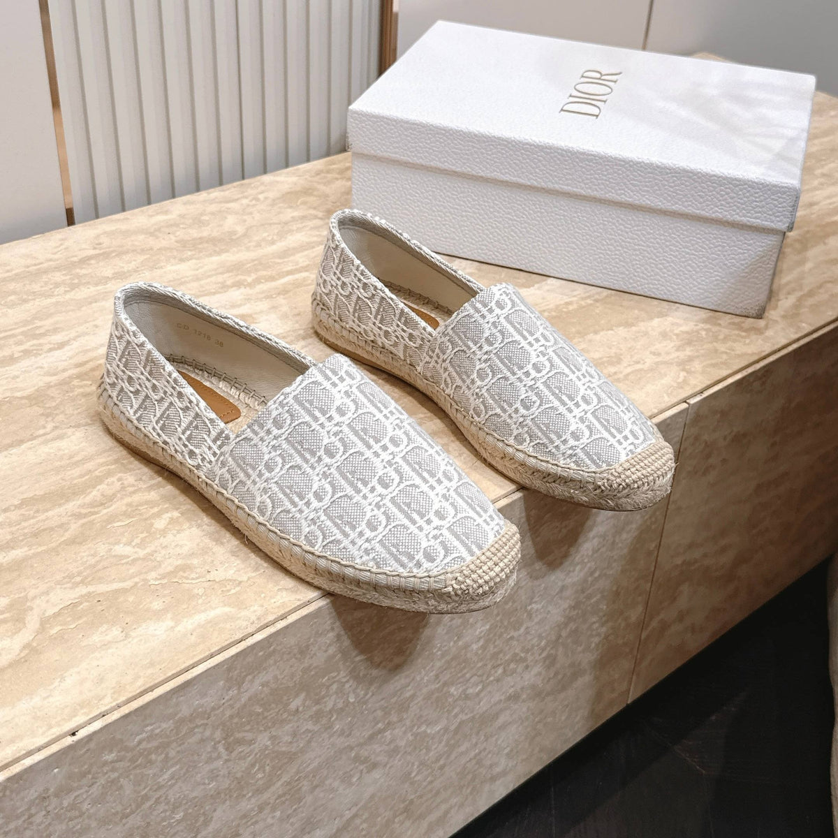 Dior 26s Siroco Espadrille Grey White Dior Oblique Canvas