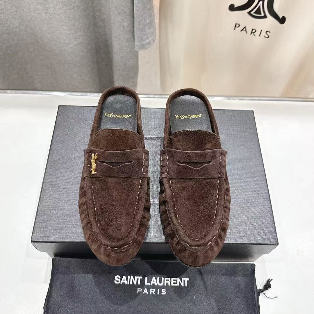 YSL Loafer Cassandre Dark Brown Suede