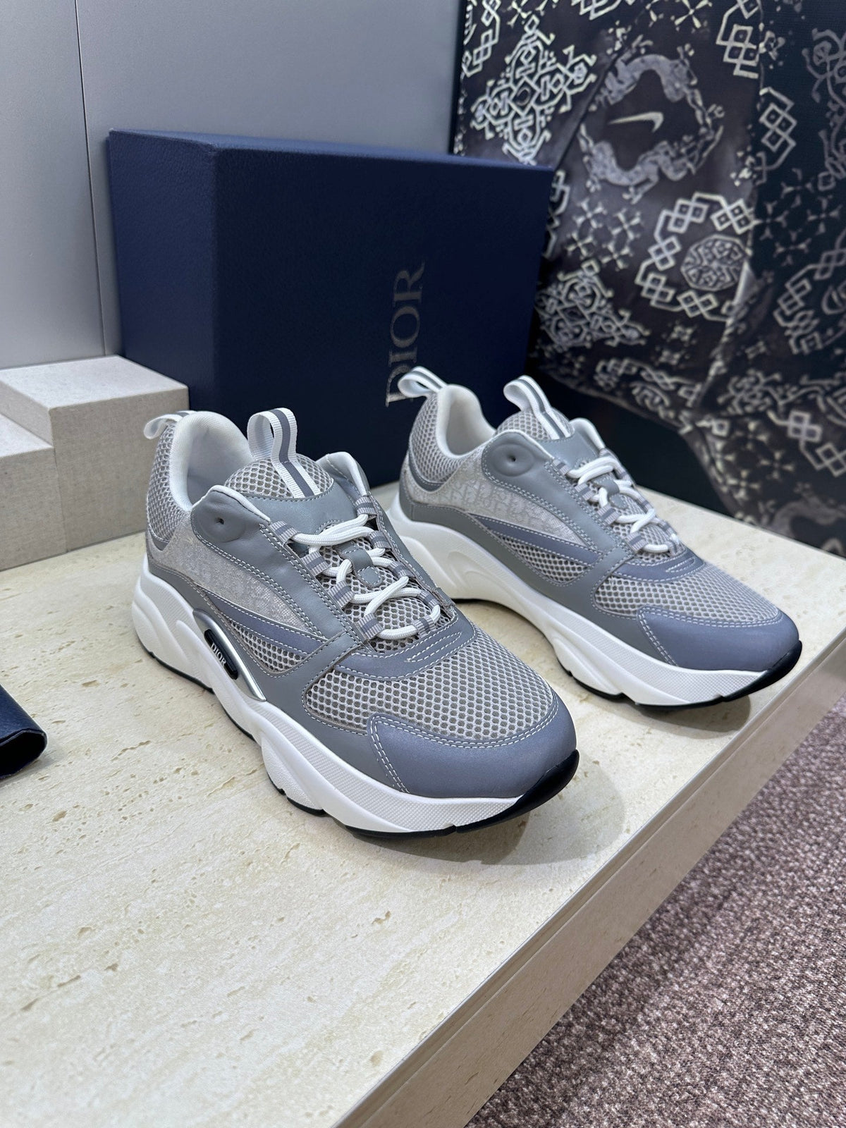 CD 26s Men B22 Sneakers Grey Oblique Jacquard Canvas 835214