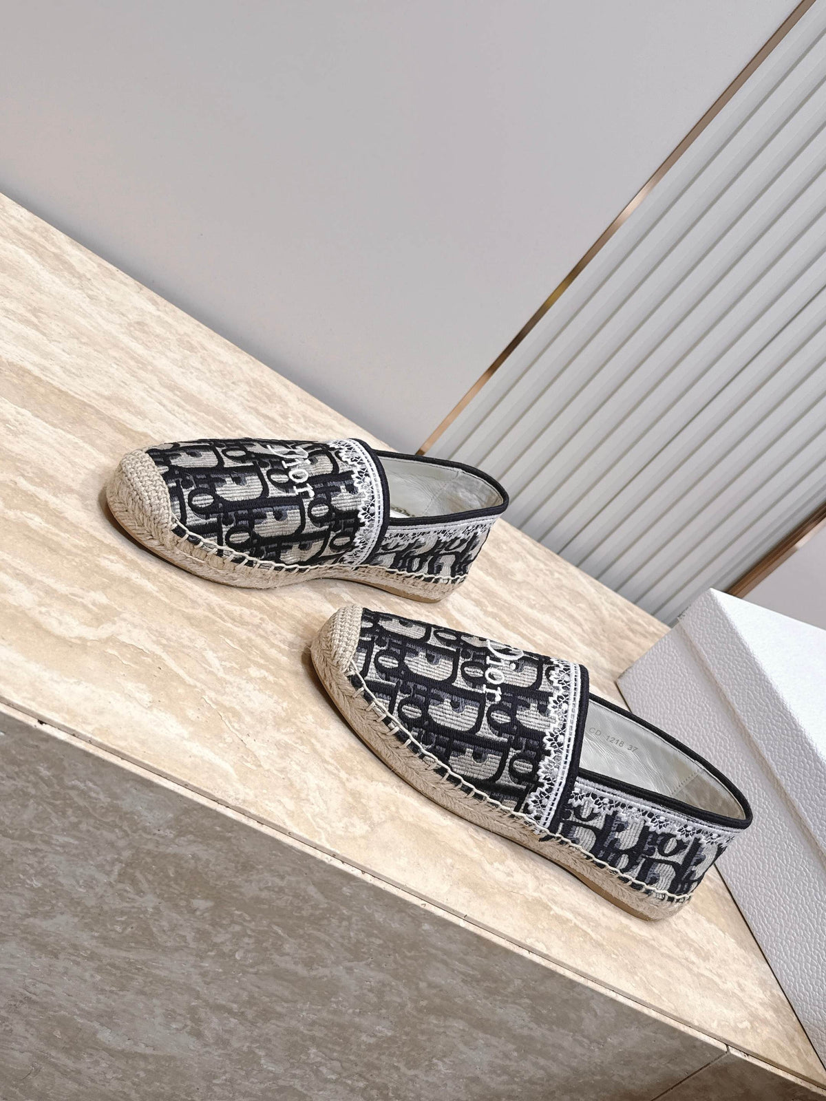 Dior 26s Siroco Espadrille Black White Dior Oblique Embroidered Canvas