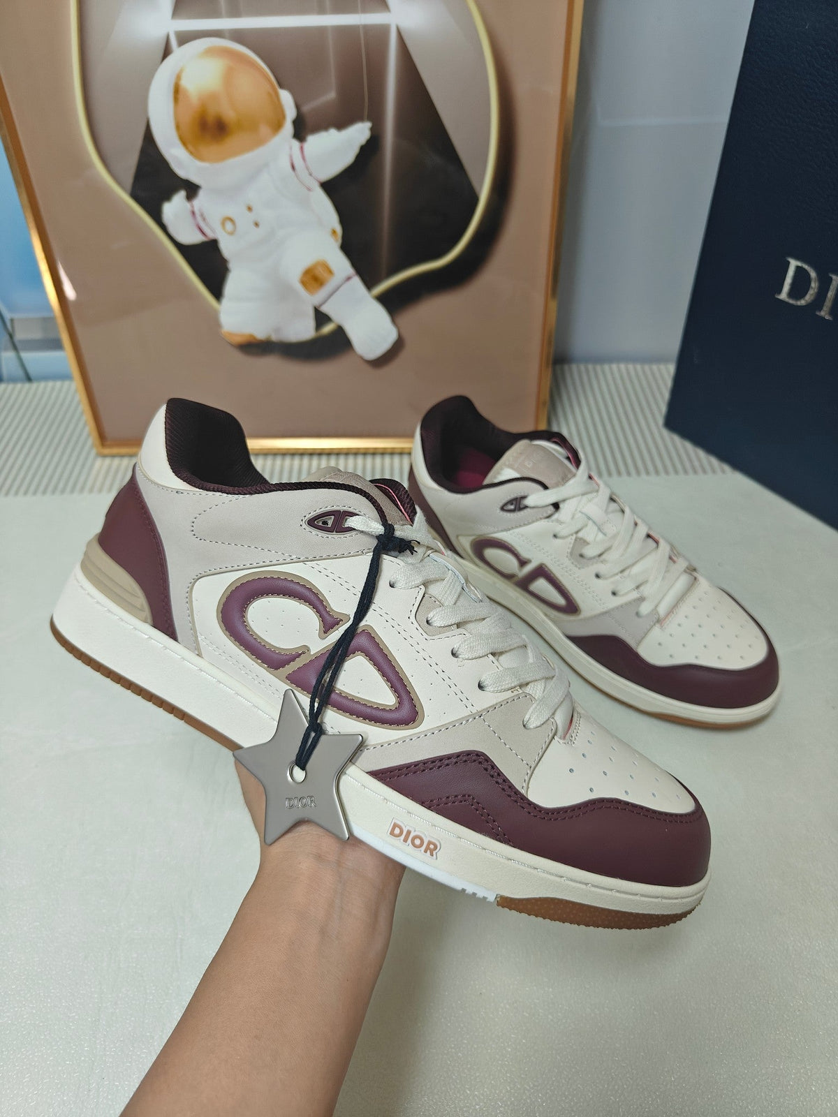 CD 26s Low Top Sneaker White Burgundy Red Calfskin 472915