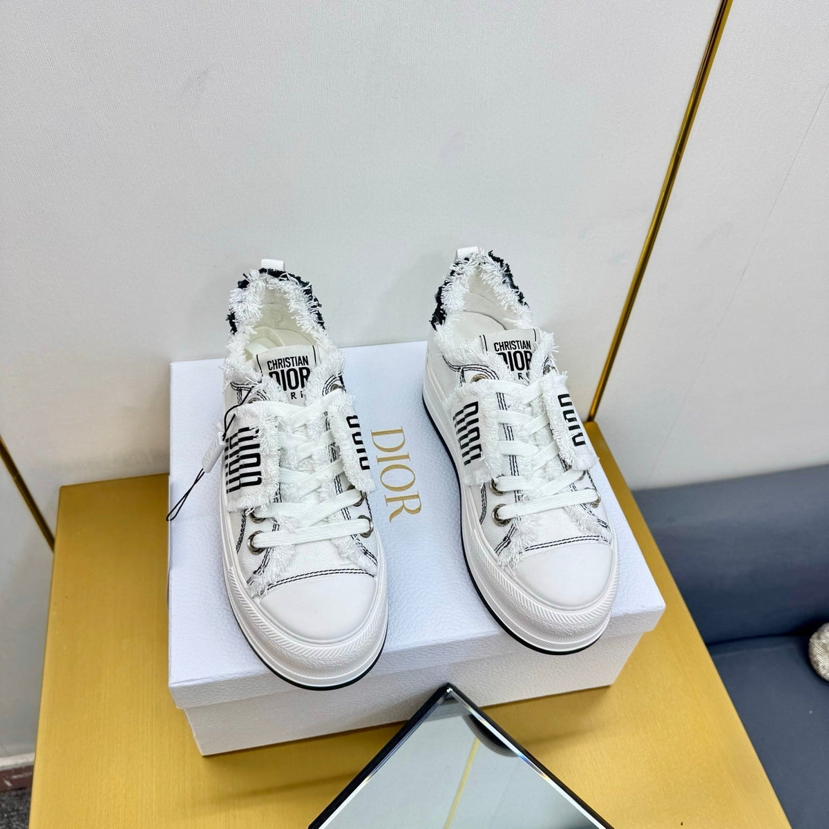 CD 26s Platform Sneaker 50mm White Canvas 618394