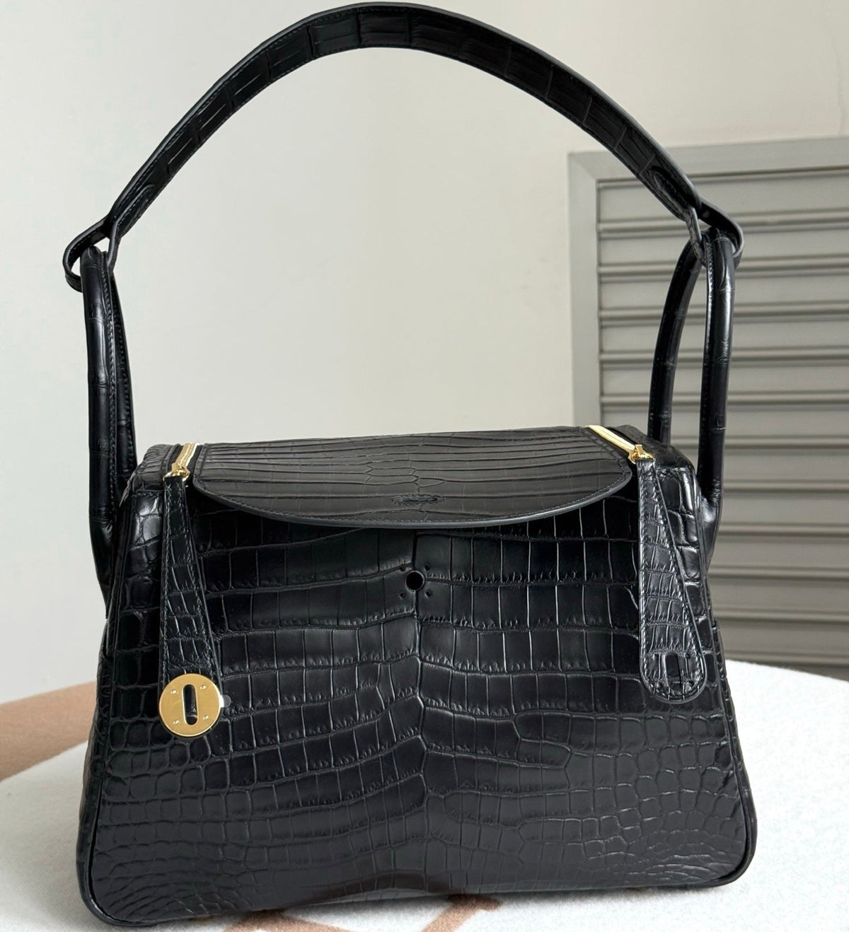 High-end Hermes 2026 Lindy 30cm Black Crocodile Leather